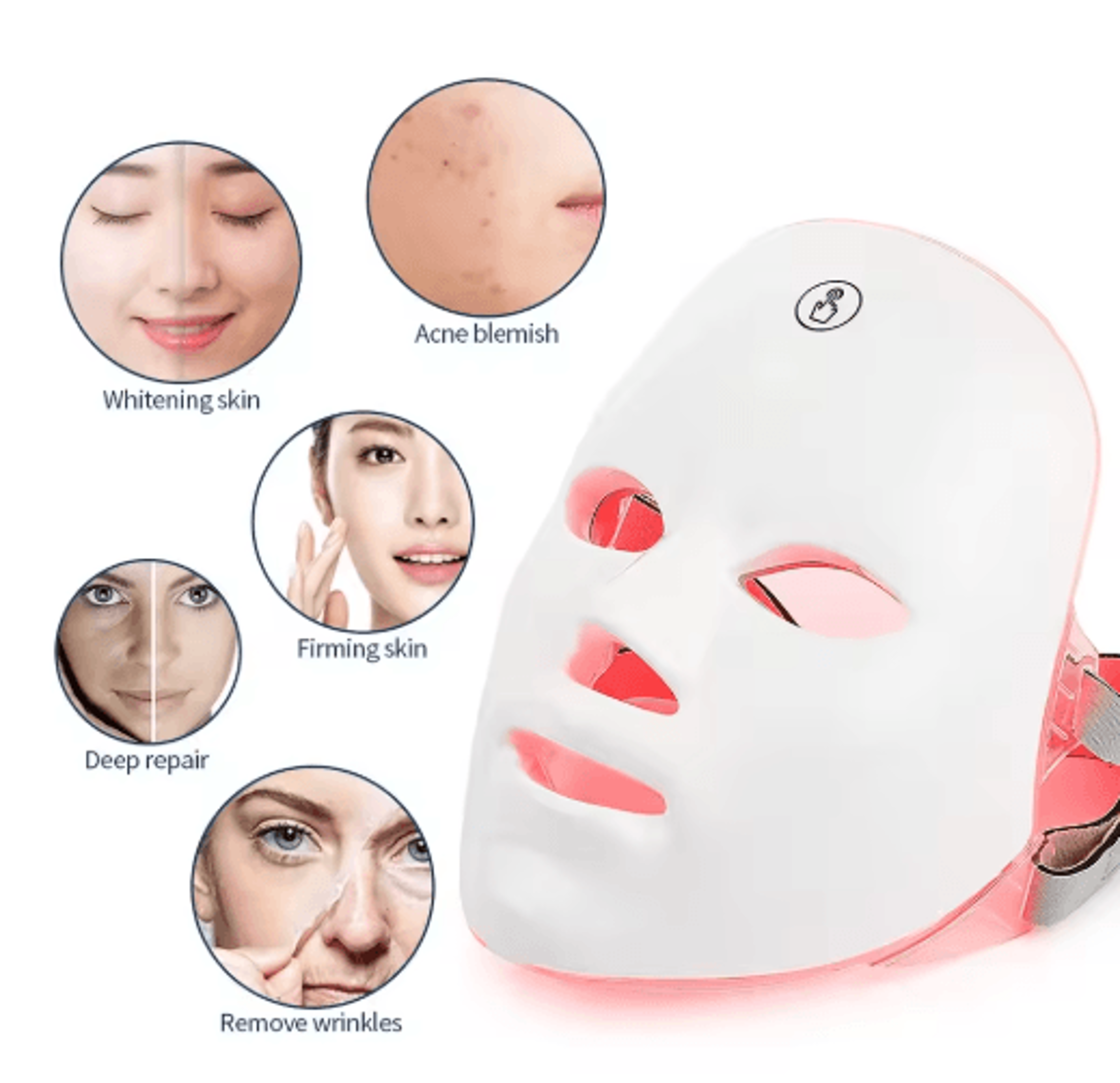 7Color LED Photon Facial Mask  Wireless LED Light Therapy Beauty Mask For Home Skincare 7
