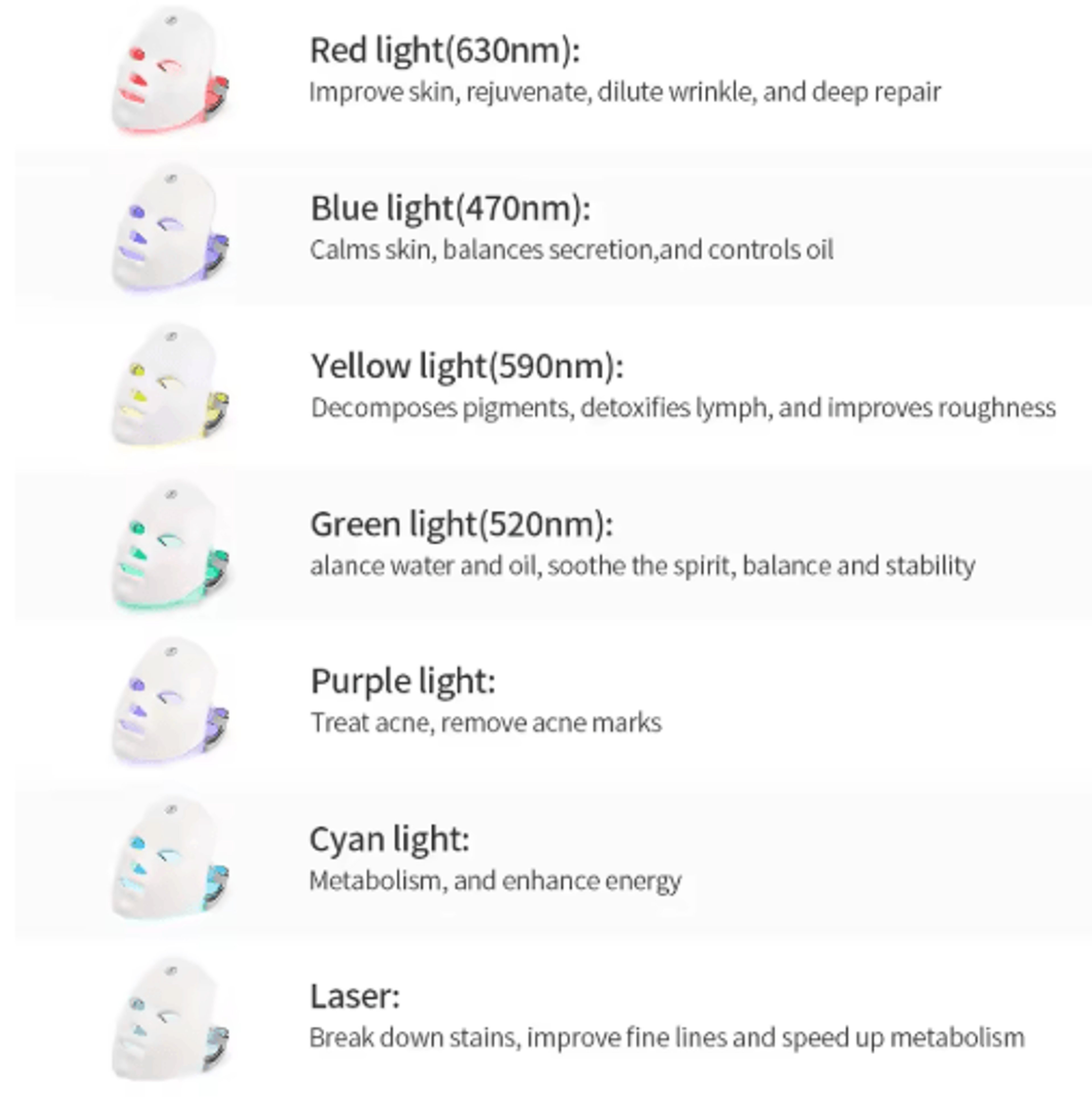 7Color LED Photon Facial Mask  Wireless LED Light Therapy Beauty Mask For Home Skincare 8