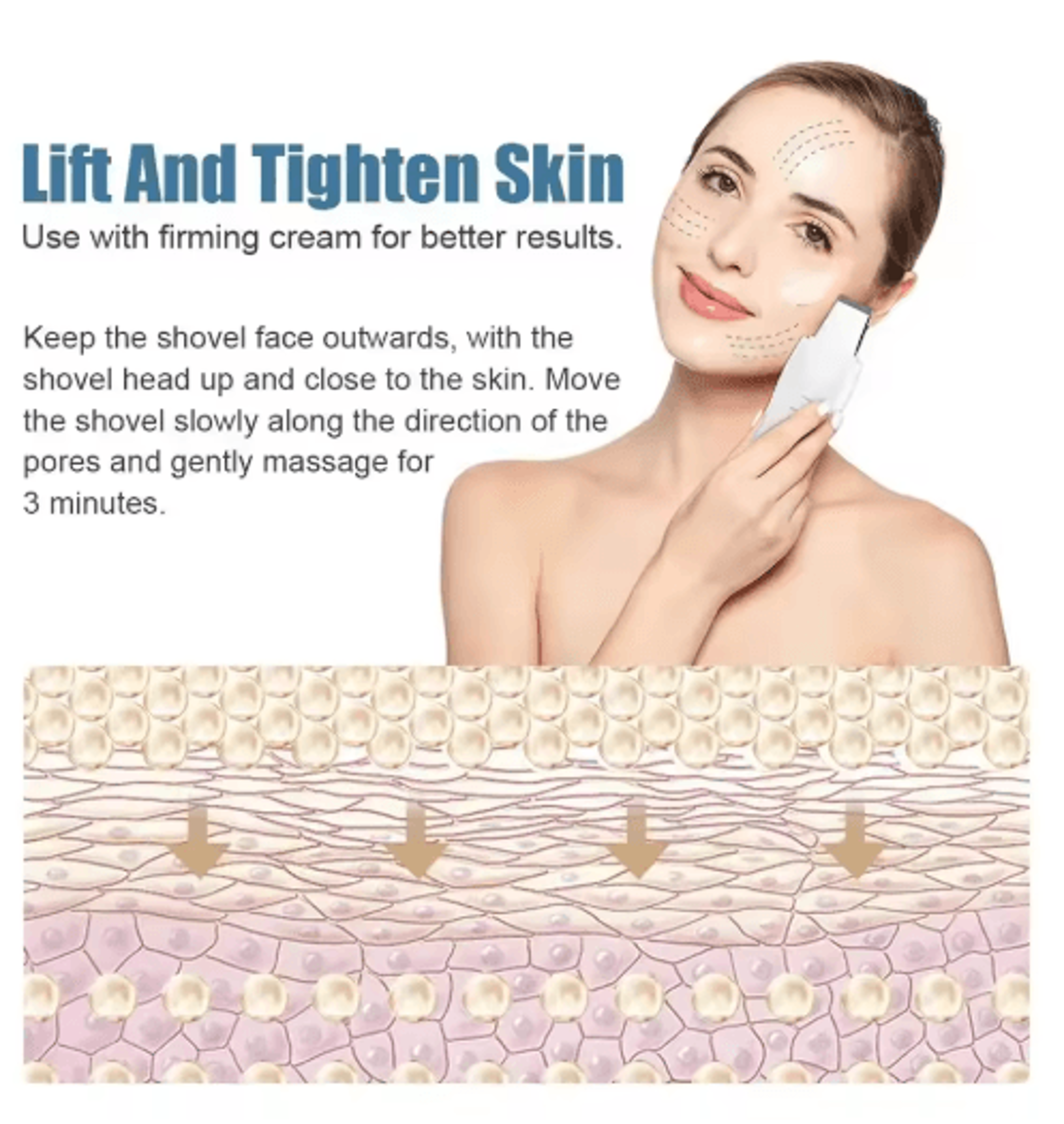 Deep Vibration Facial Skin Scrubber  Face Cleansing Spatula  Blackhead Removal Tool 4