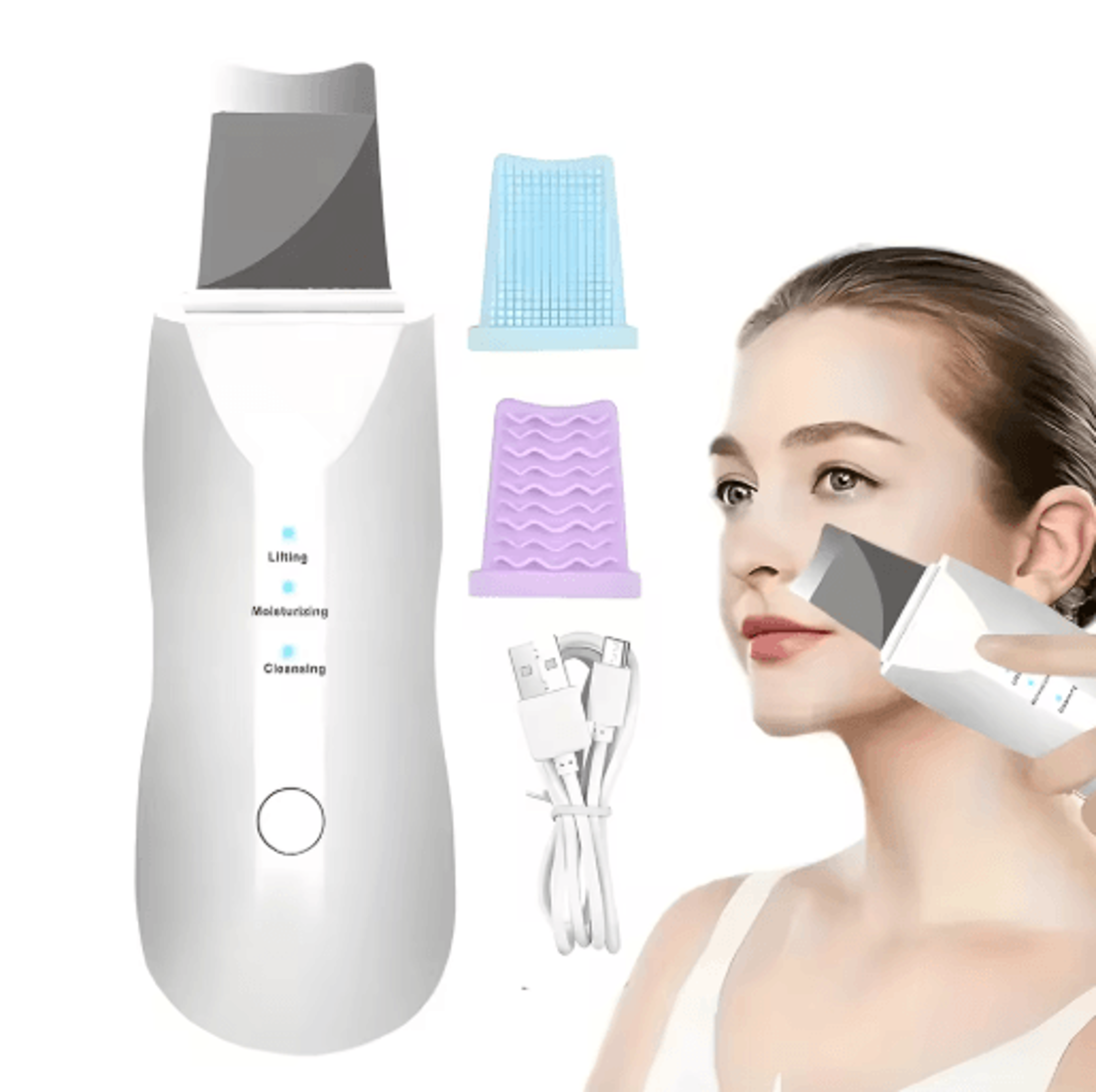 Deep Vibration Facial Skin Scrubber  Face Cleansing Spatula  Blackhead Removal Tool 7