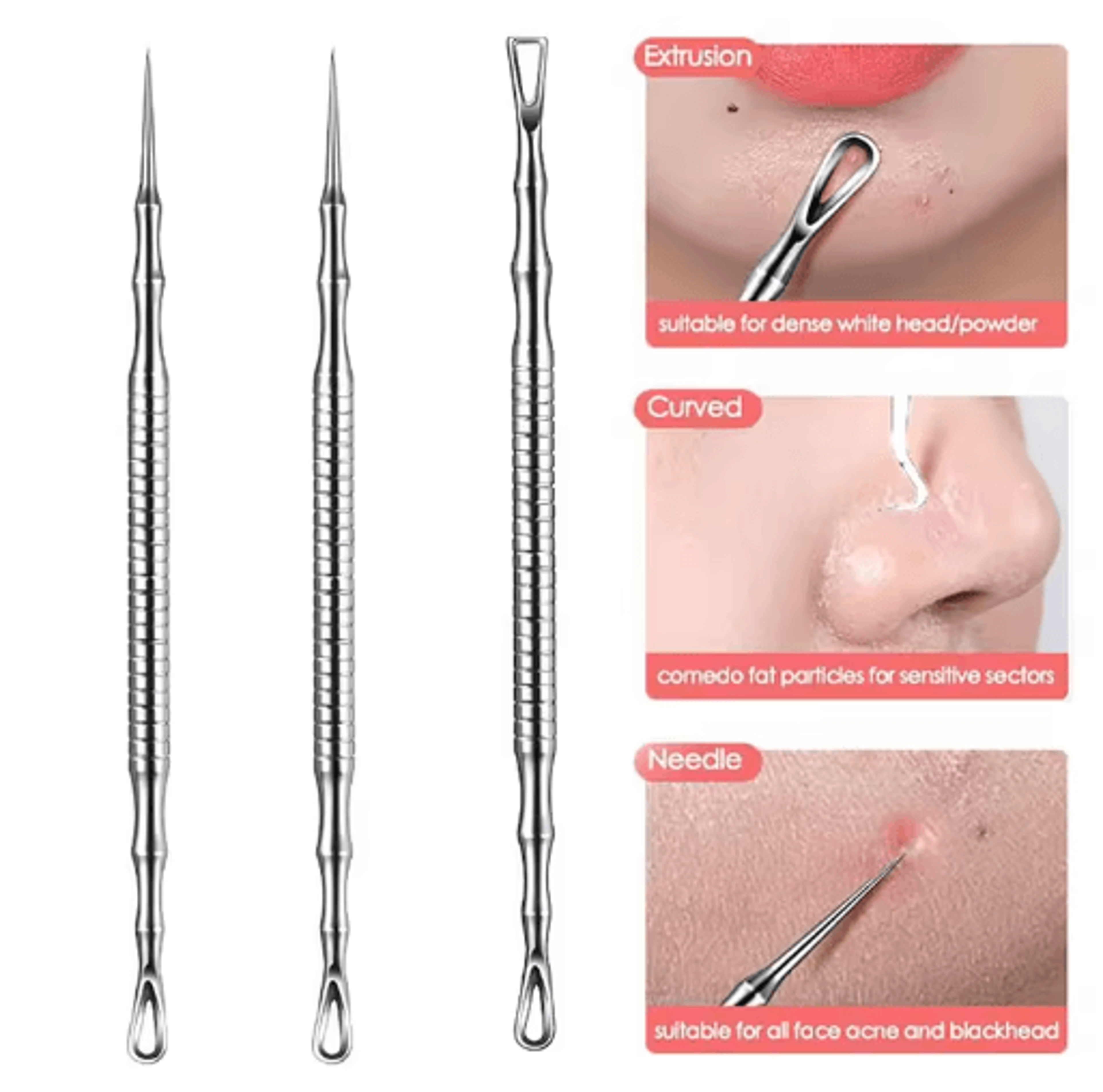 Stainless Steel Blackhead Remover  Milia Extractor Tool  Precision Pore Cleaning Kit 8