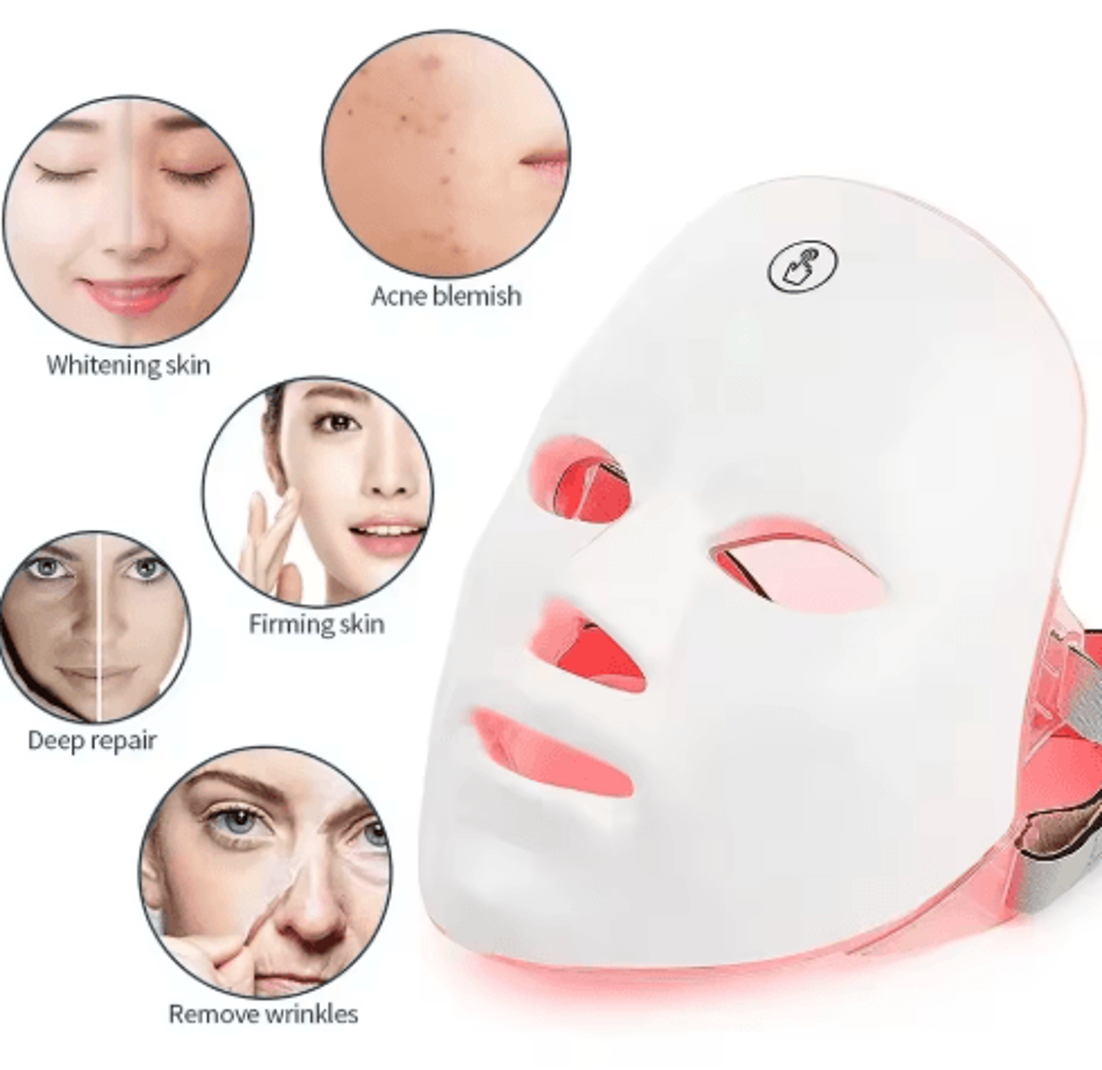 Foreverlily 7Color LED Face  Neck Beauty Mask  Light Therapy Skincare Device 8