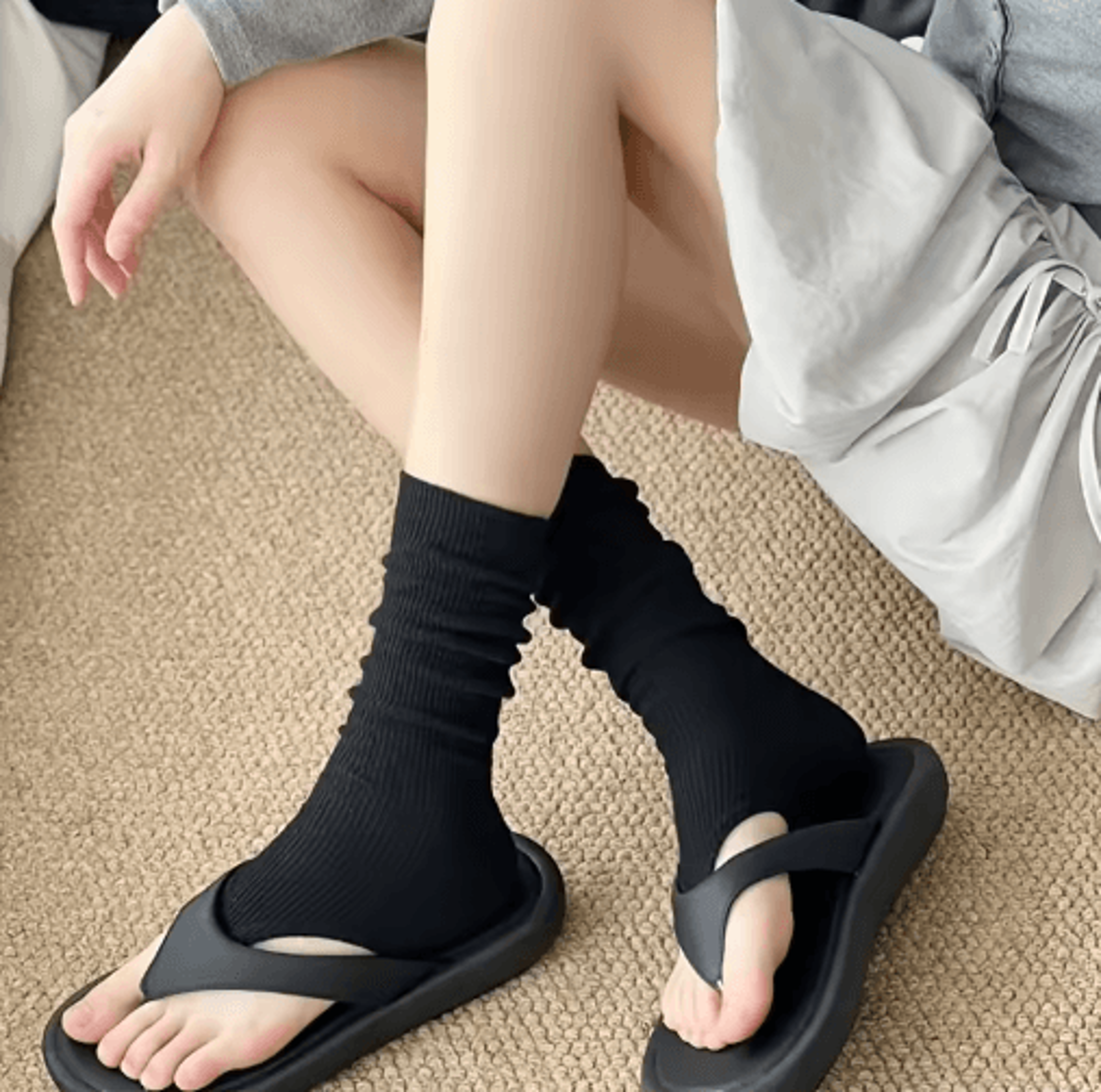 1 Pair Open Toe FlipFlop Socks  Thin Ballet Style Long Leg Socks For Spring  Summer 3