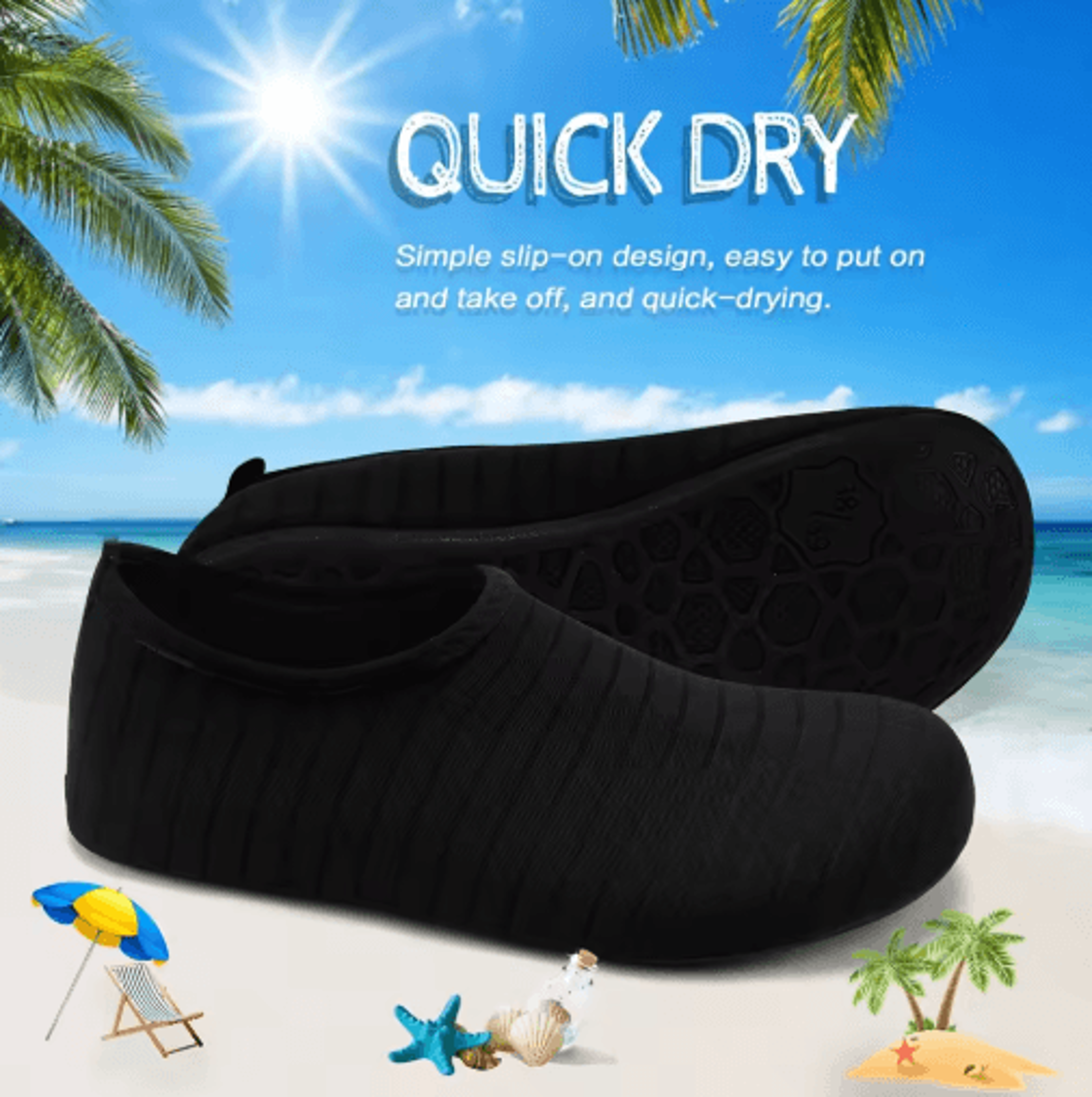 1 Pair Barefoot Water Shoes  QuickDry NonSlip Beach  Swim Shoes For Men And Women 11