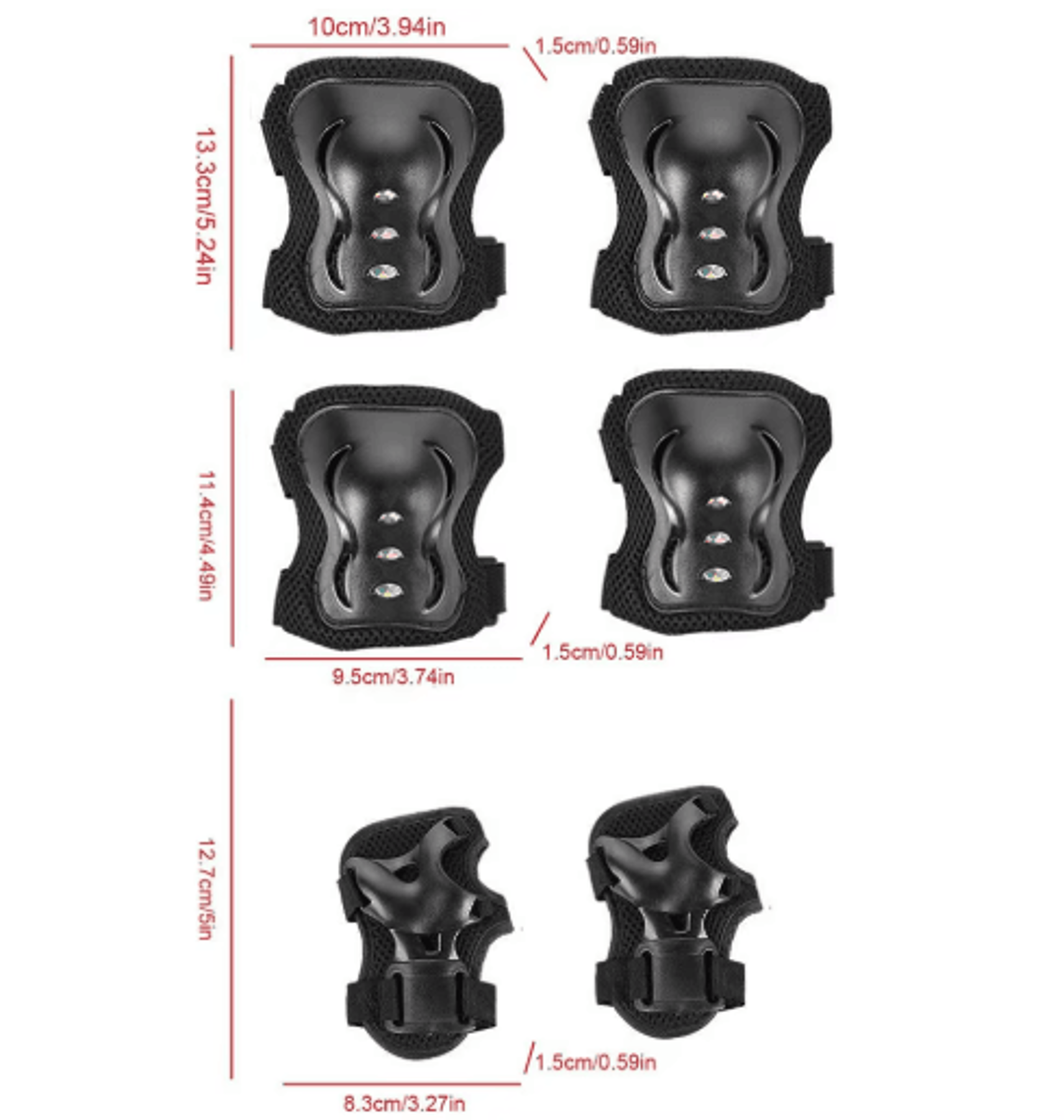 6Piece Kids Protective Gear Set  Knee Pads Elbow Pads  Wrist Guards For Skating Cycling  Scooters 9