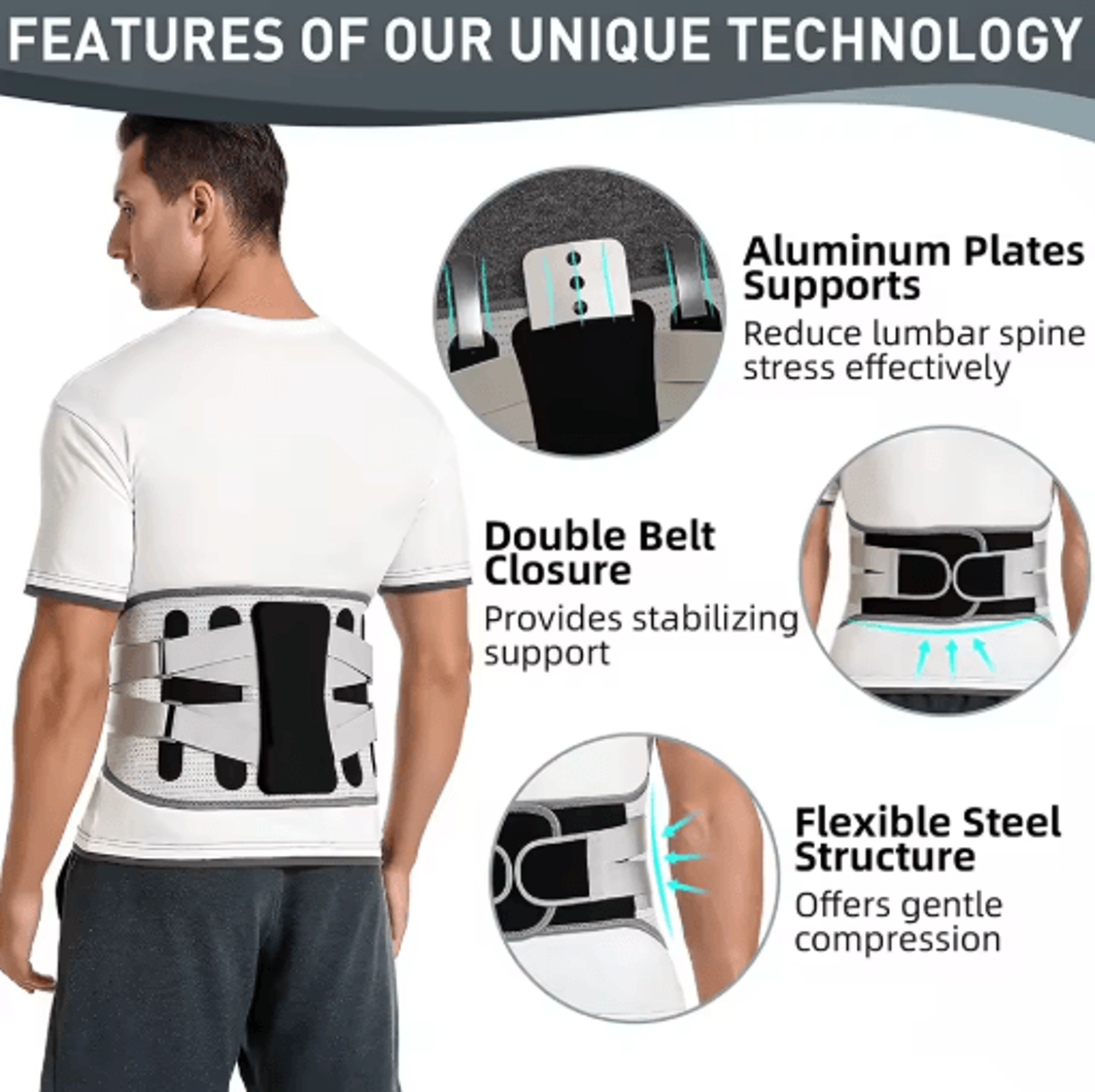 Lumbar Support Belt Back Brace Spine Decompression Brace Lower Back Support Posture Support Belt 7