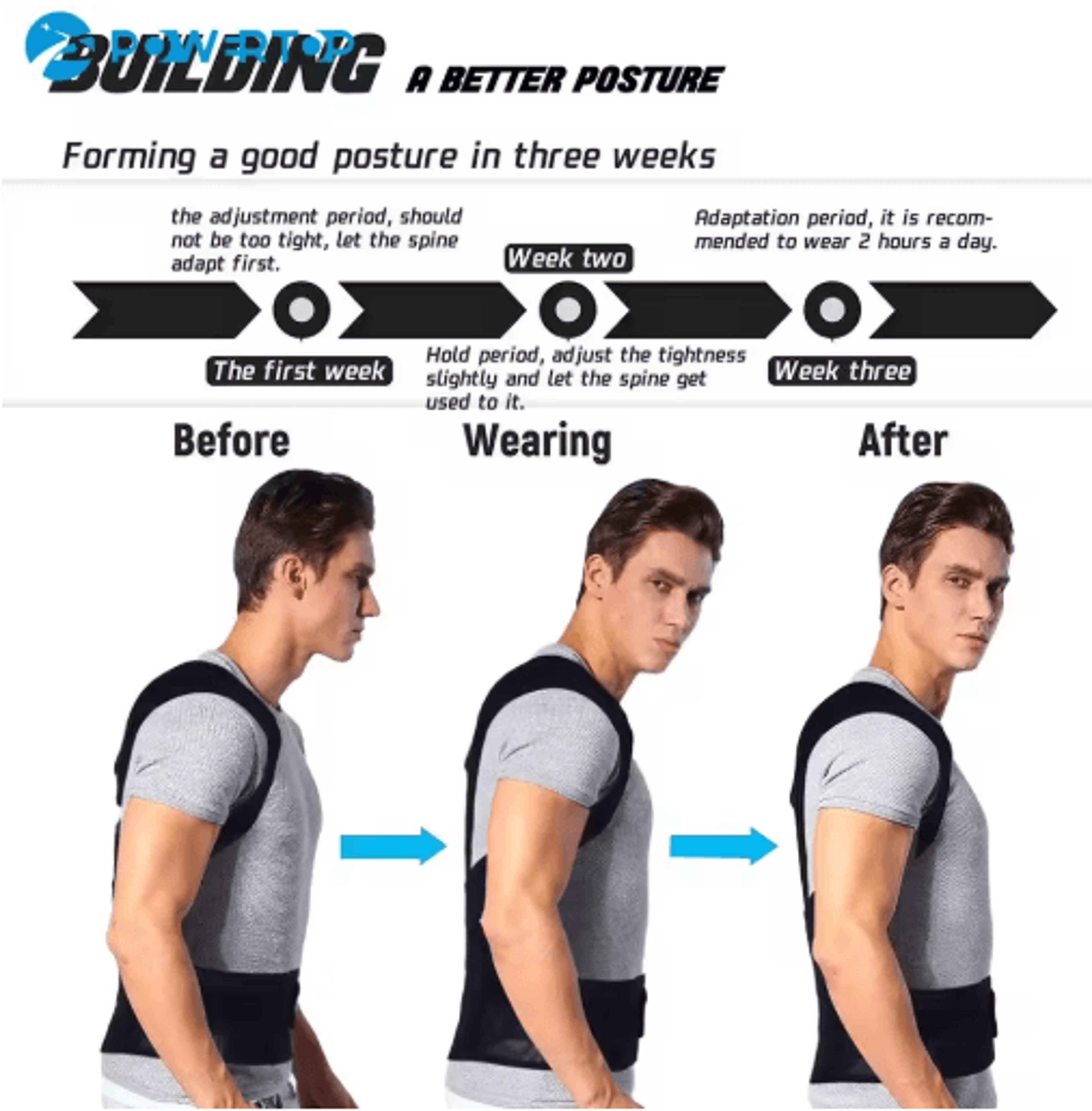 Posture Corrector Vest Back Support Brace Lumbar Support Belt Shoulder Posture Corrector Adjustable 4