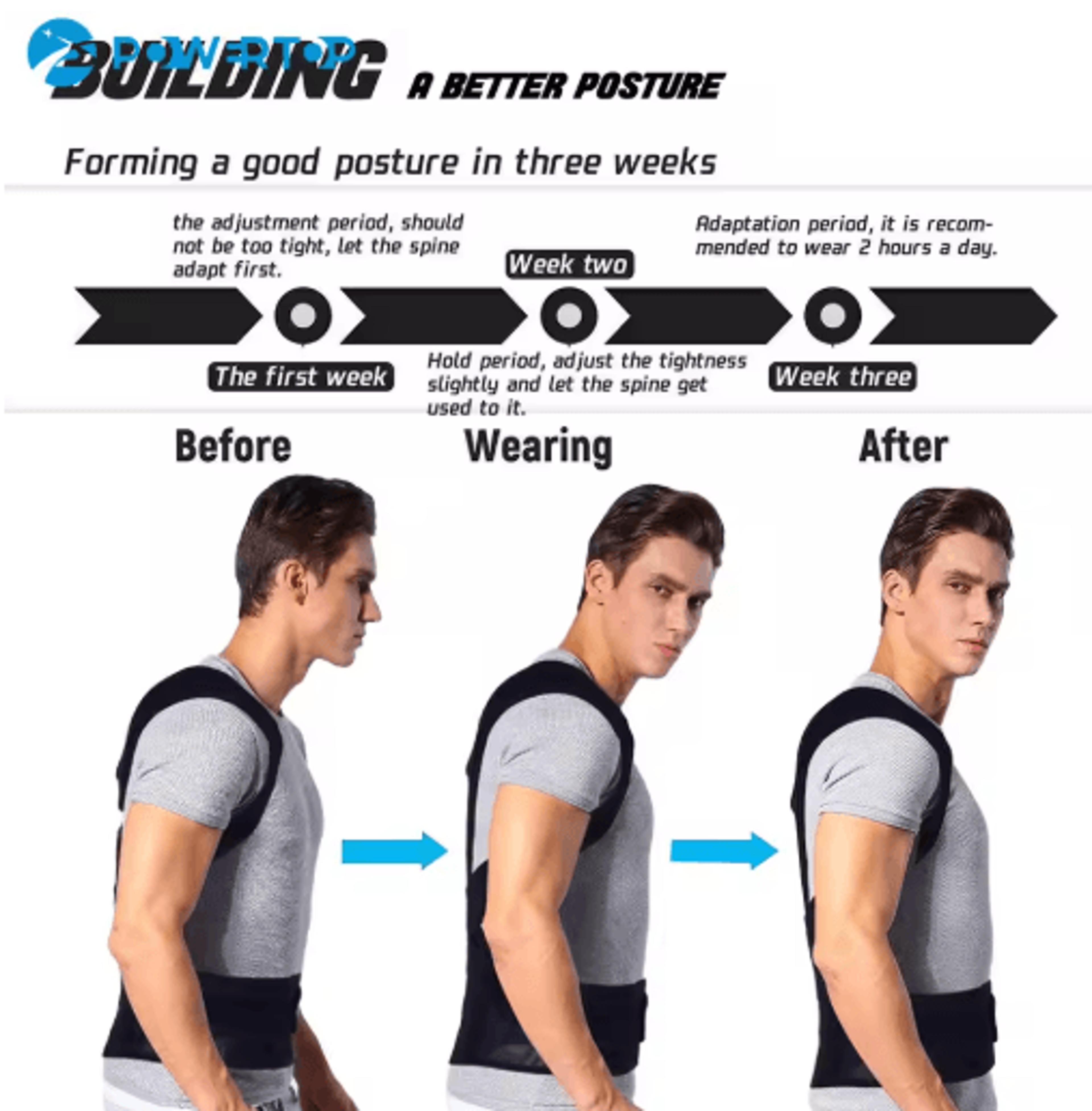 Alloy Bar Posture Corrector Back Brace  Adjustable Spine  Shoulder Support Belt For Men  Women 4