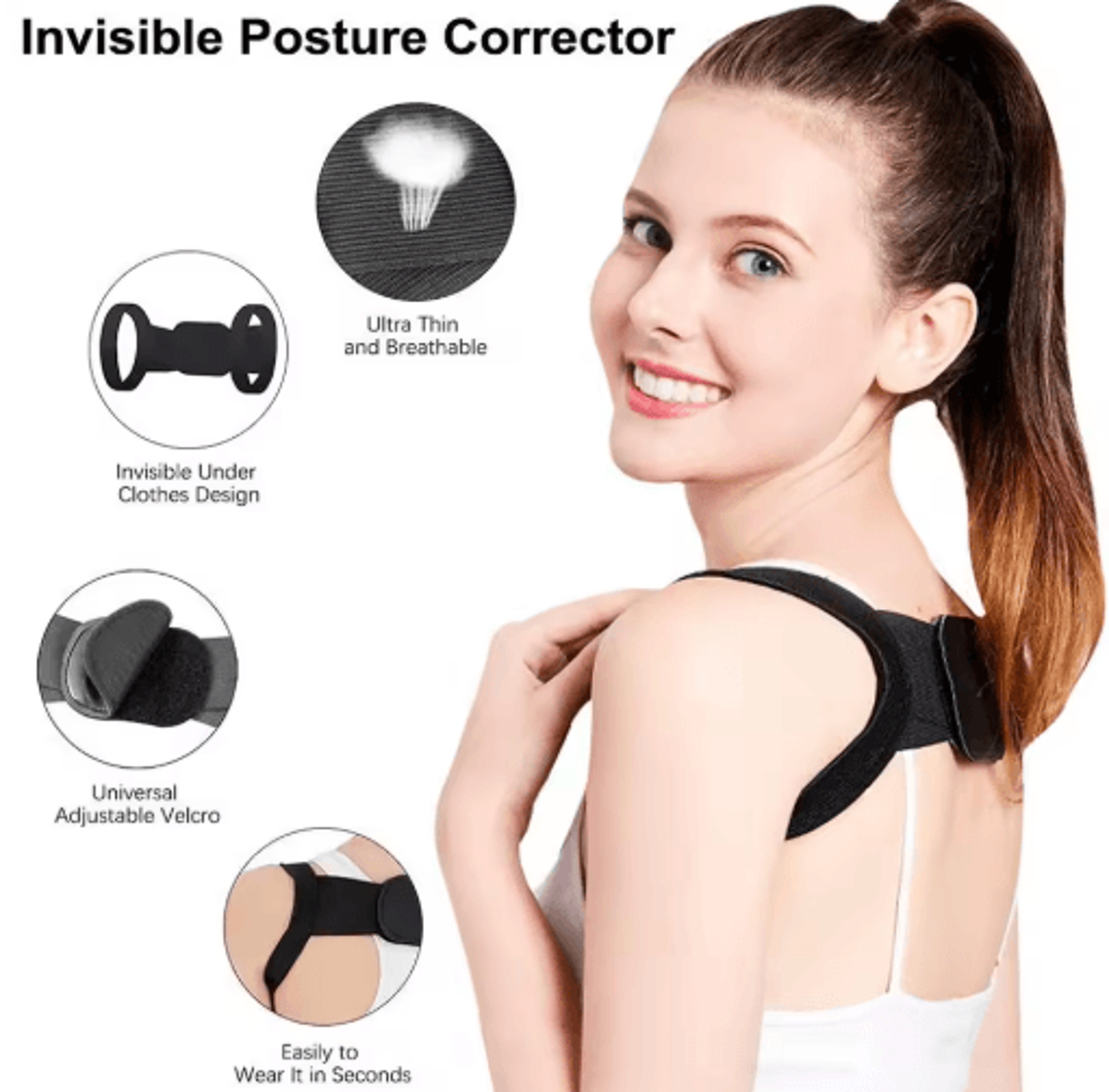Adjustable Back  Shoulder Posture Support Brace  Spine Alignment Belt For Adults  Children SXXL 4