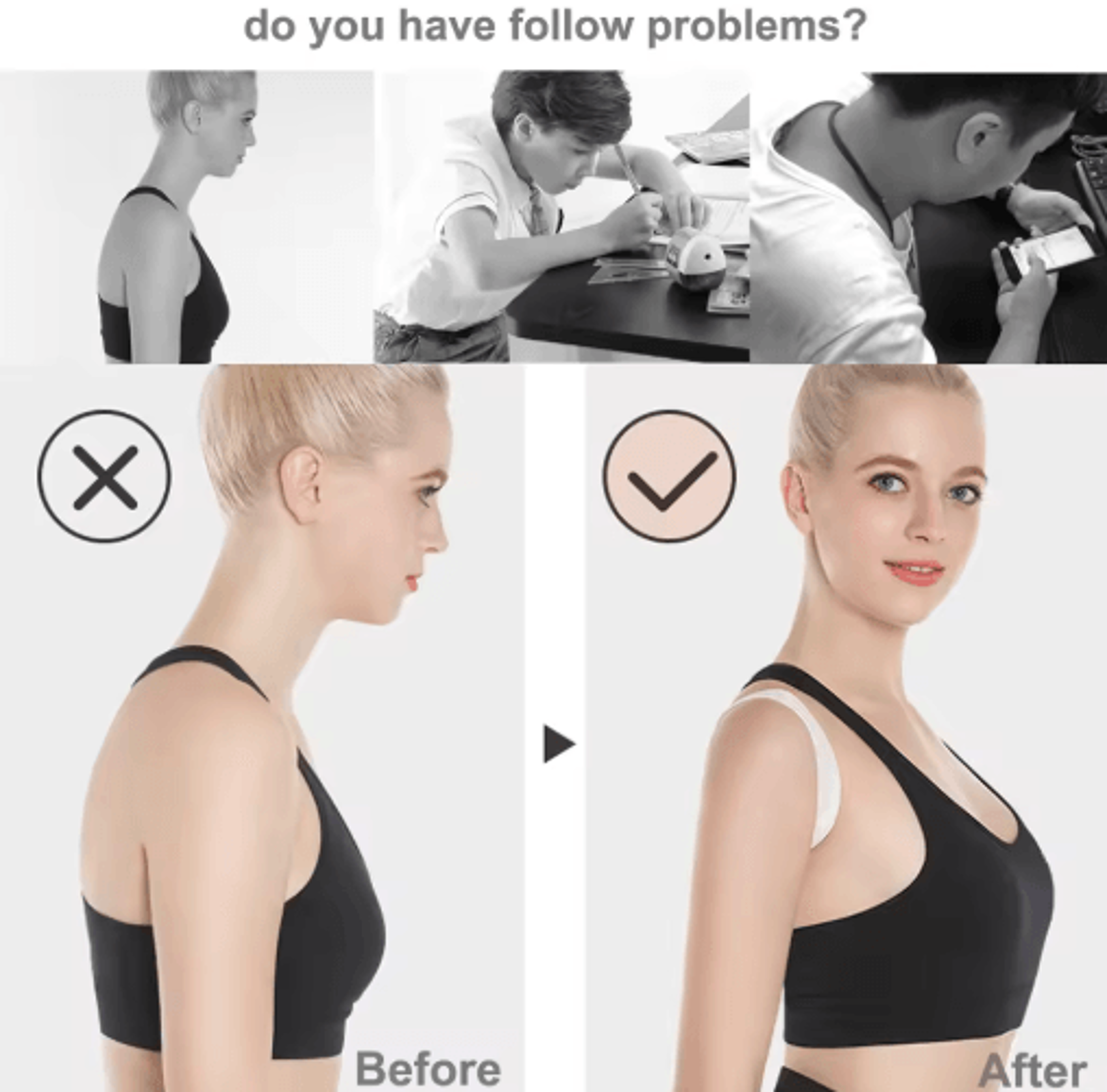 Adjustable Back  Shoulder Posture Support Brace  Spine Alignment Belt For Adults  Children SXXL 6