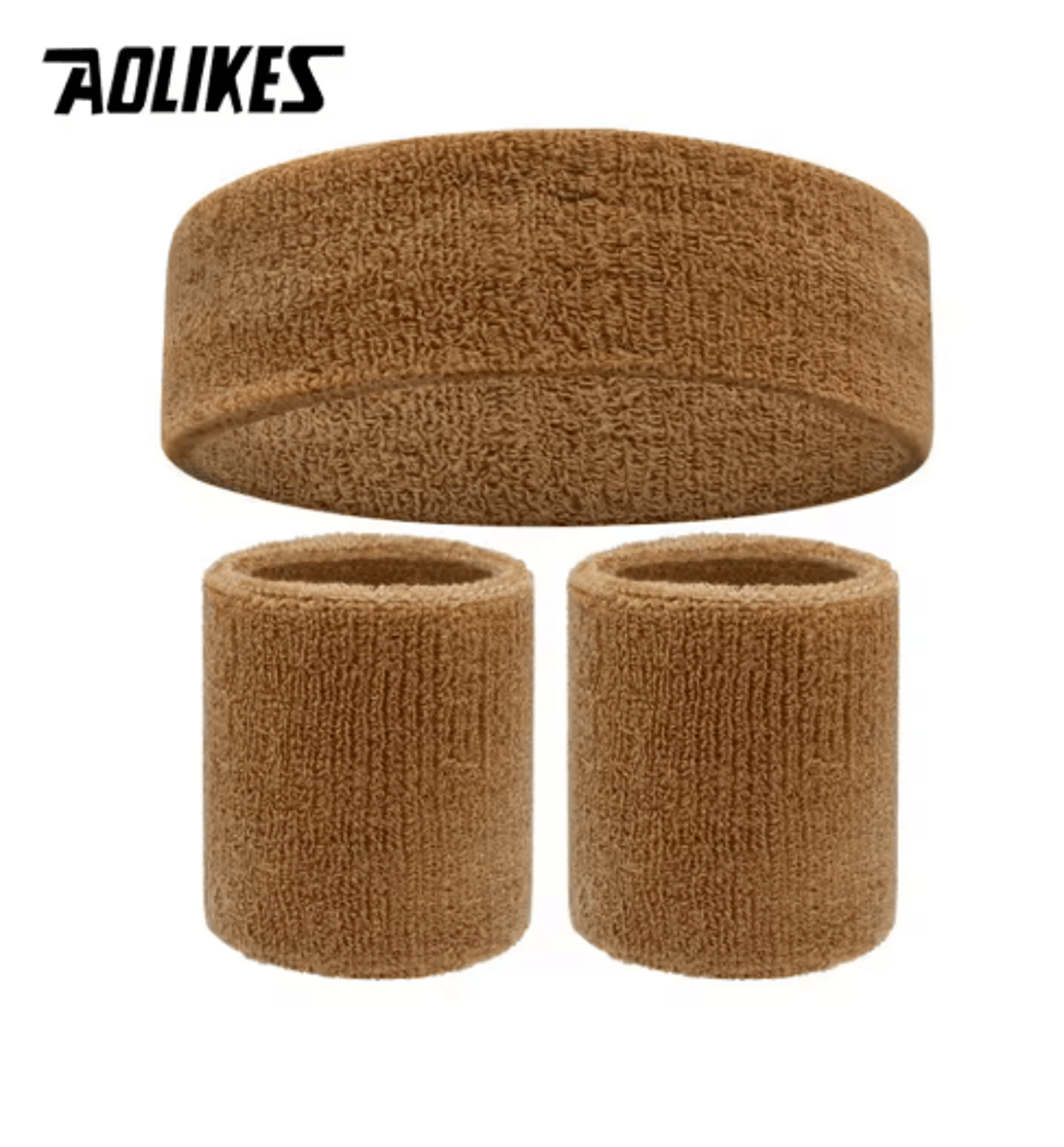 AOLIKES Sports Sweatband Set  Terry Cloth Headband  Wristbands MoistureWicking Sweat Absorbing Gear 15