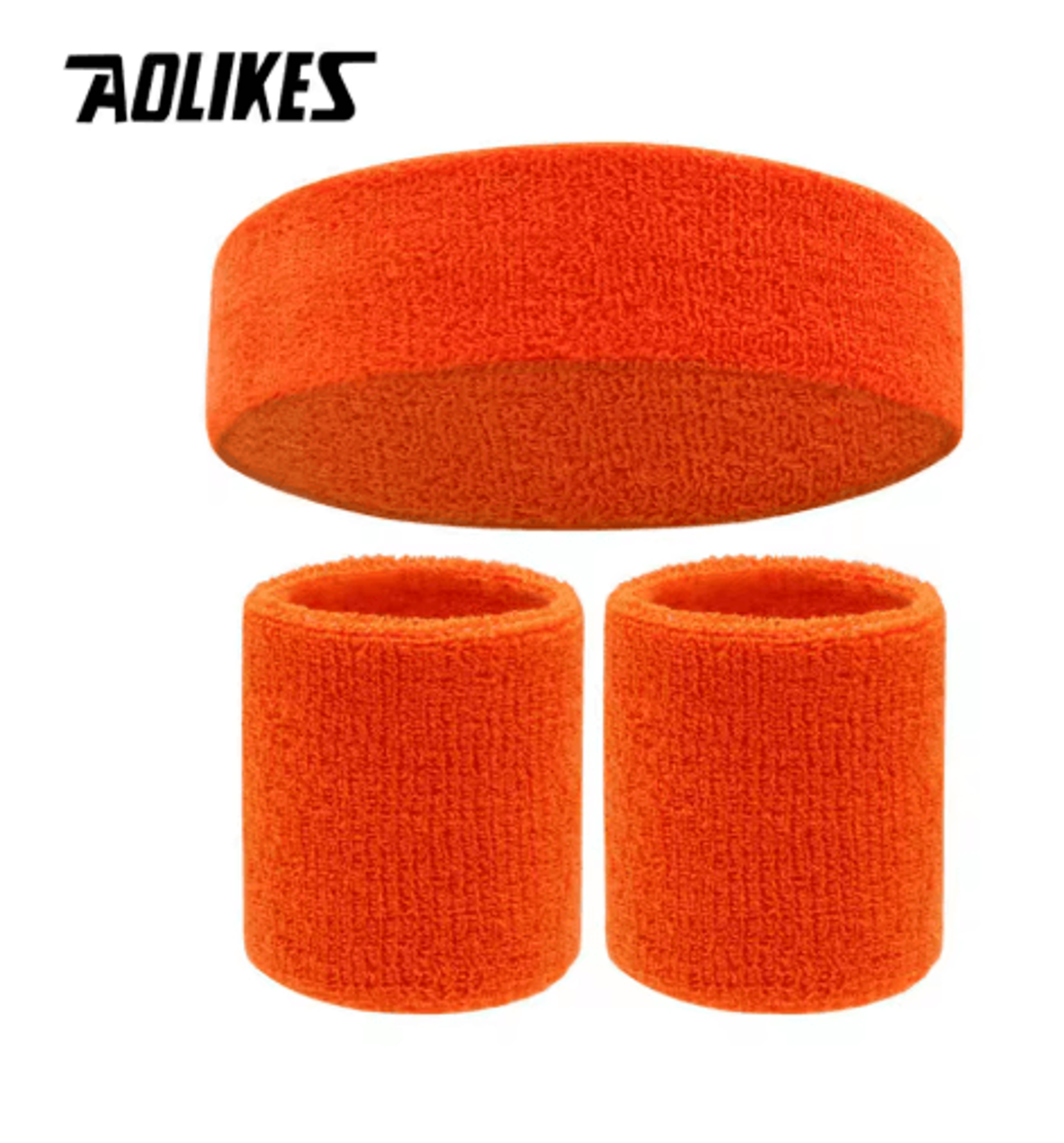 AOLIKES Sports Sweatband Set  Terry Cloth Headband  Wristbands MoistureWicking Sweat Absorbing Gear 18