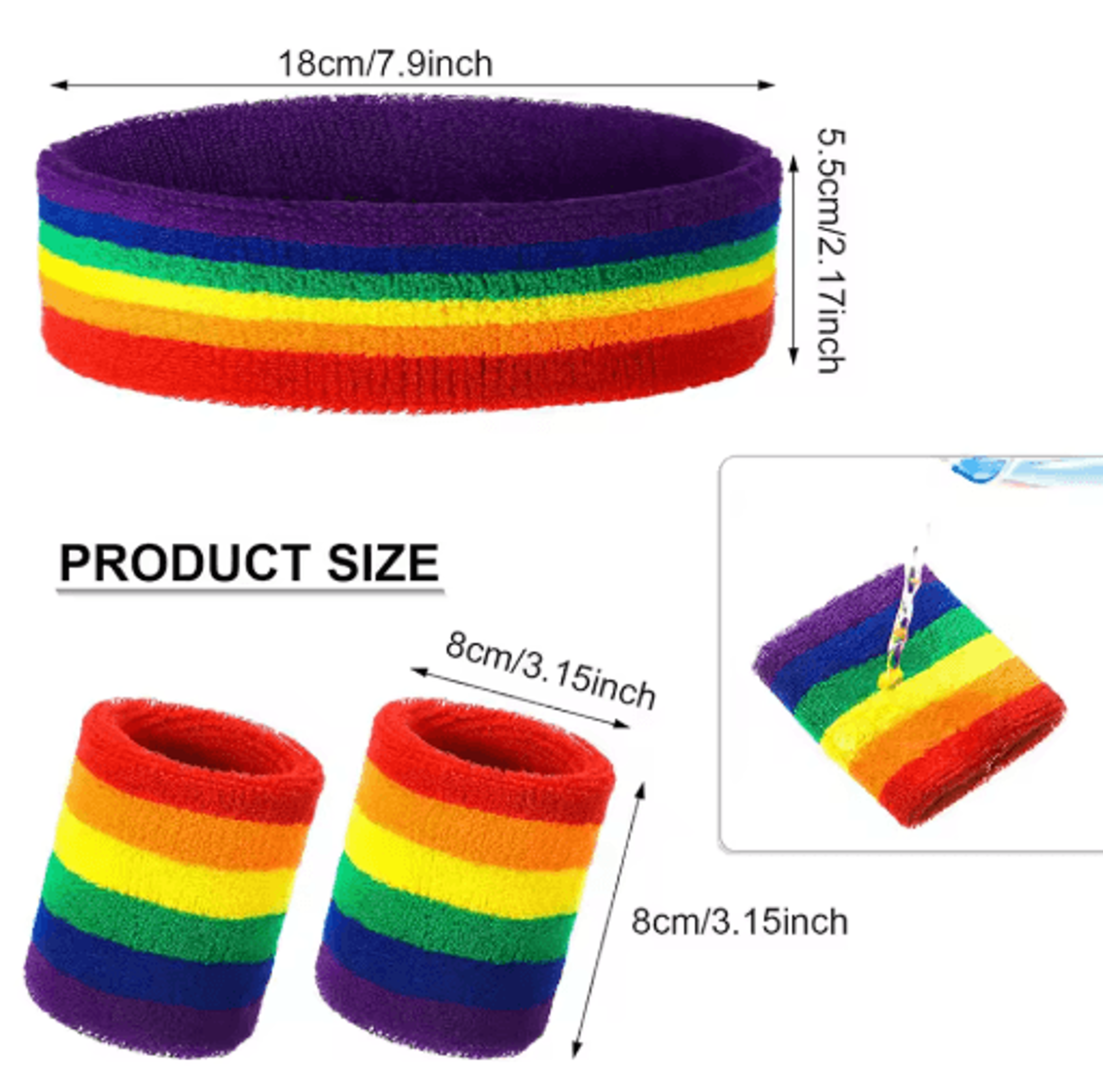 AOLIKES Sports Sweatband Set  Terry Cloth Headband  Wristbands MoistureWicking Sweat Absorbing Gear 27