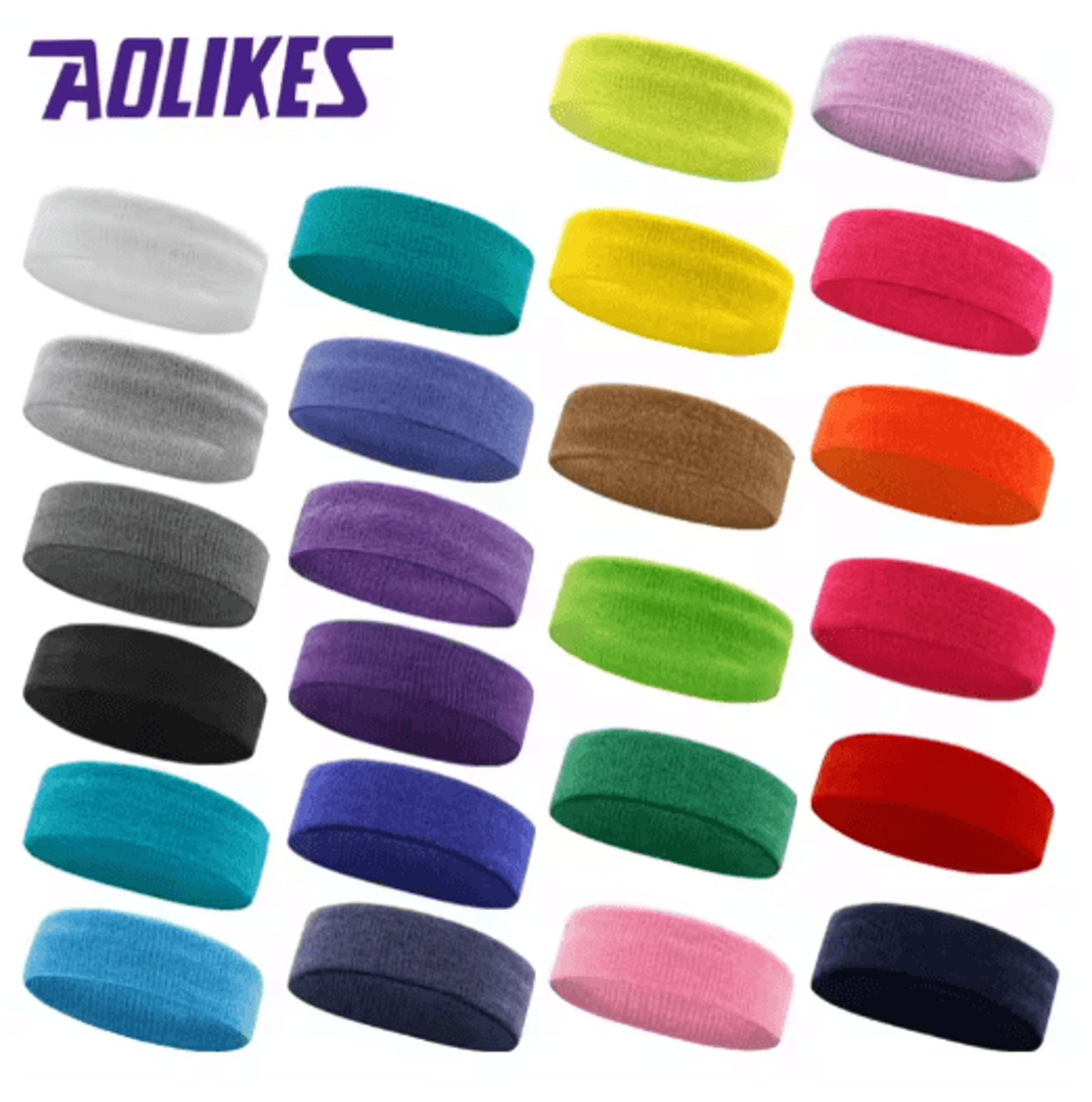 AOLIKES Cotton Athletic Headband  Elastic Sweatband For Men  Women Sports Gym Basketball Volleyball 25