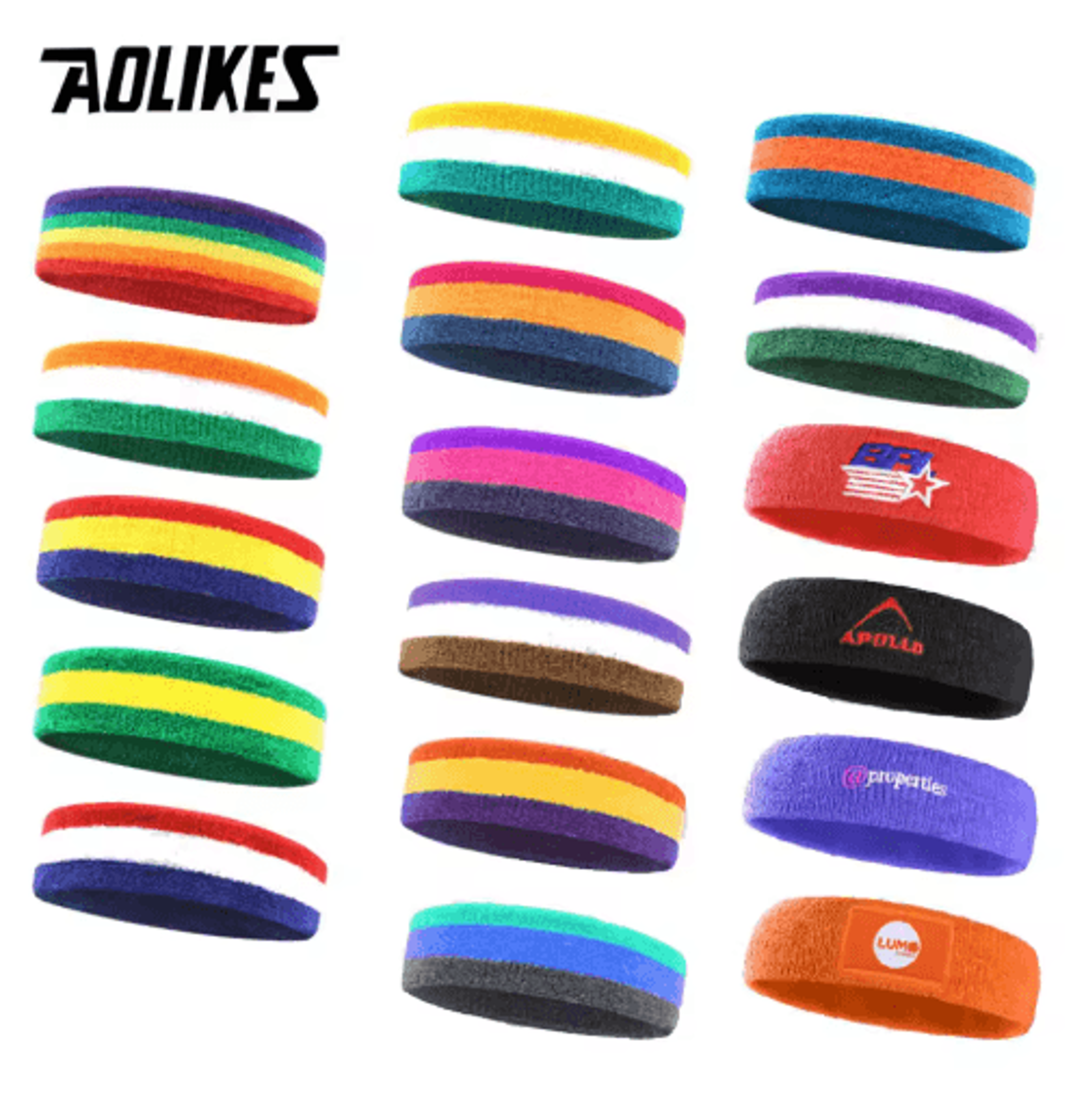 AOLIKES Cotton Athletic Headband  Elastic Sweatband For Basketball Gym Running  Fitness 6