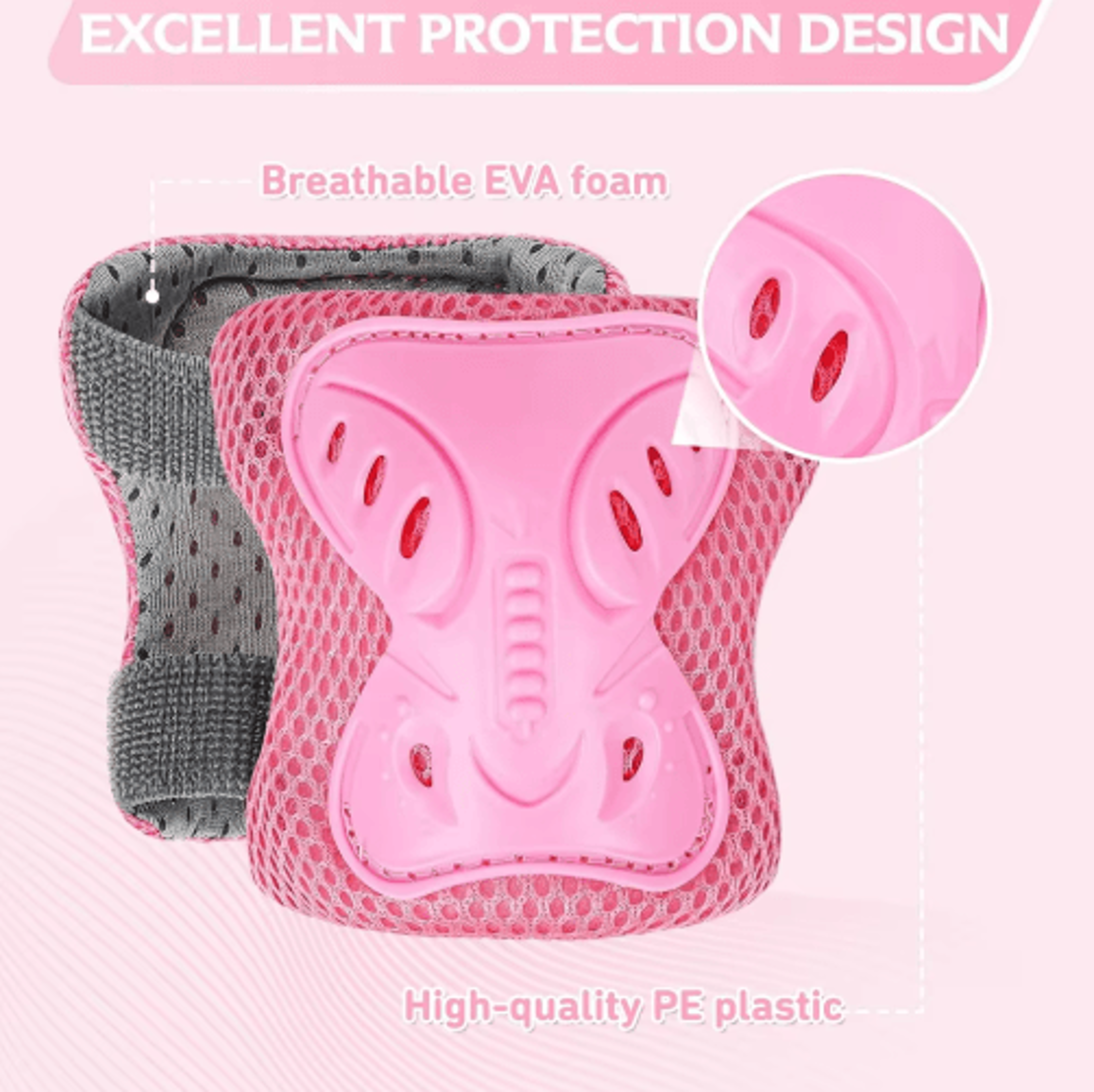 Kids Protective Gear Set  6PCS Knee Elbow  Wrist Pads For Roller Skating Cycling  Skateboarding Age 7
