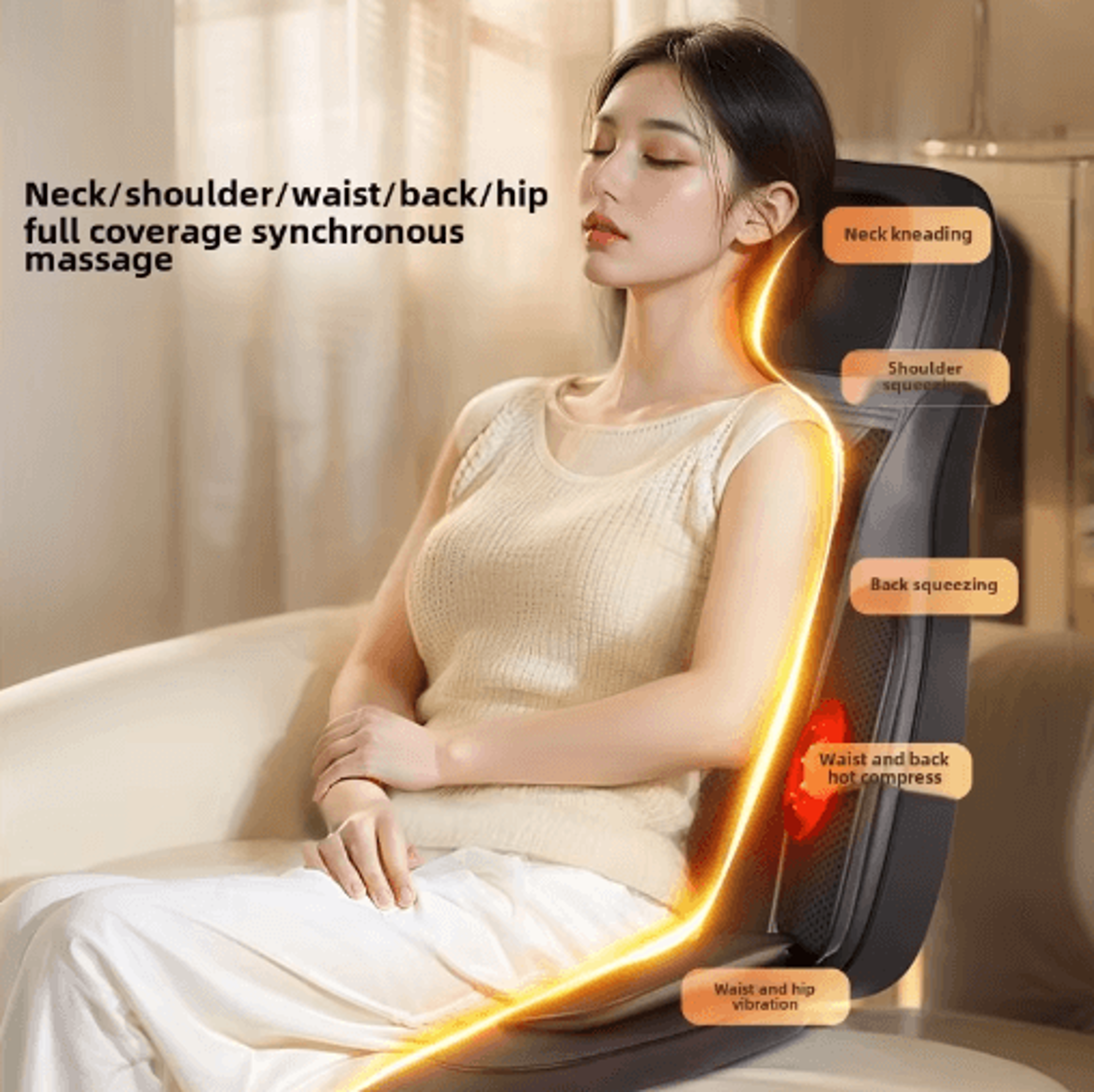 Full Body Massage Seat Cushion With Heat  Vibration Heated Back Massager Chair Pad 5