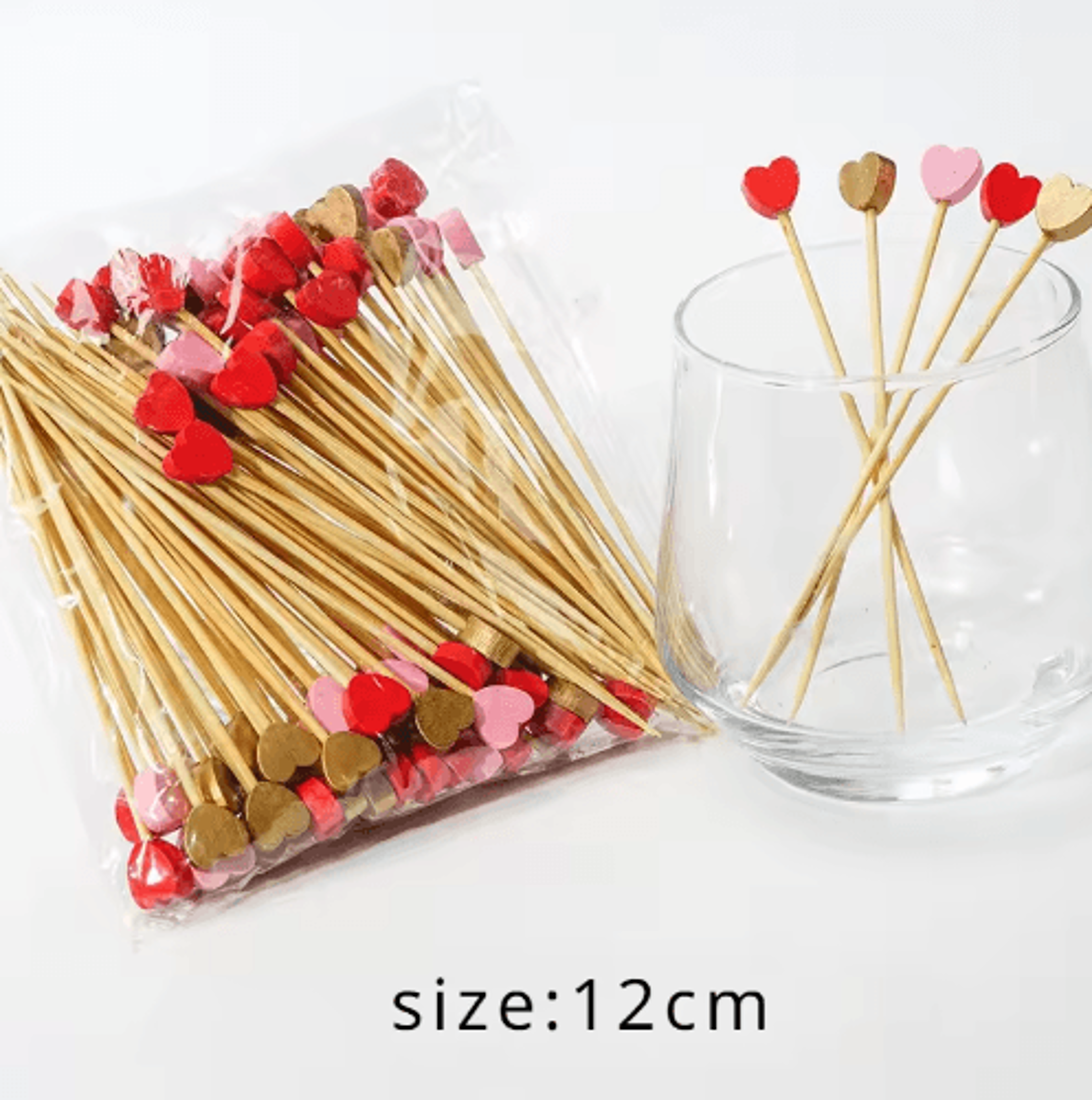 50100Piece Red Heart Bamboo Fruit Picks For Parties And Appetizers 8
