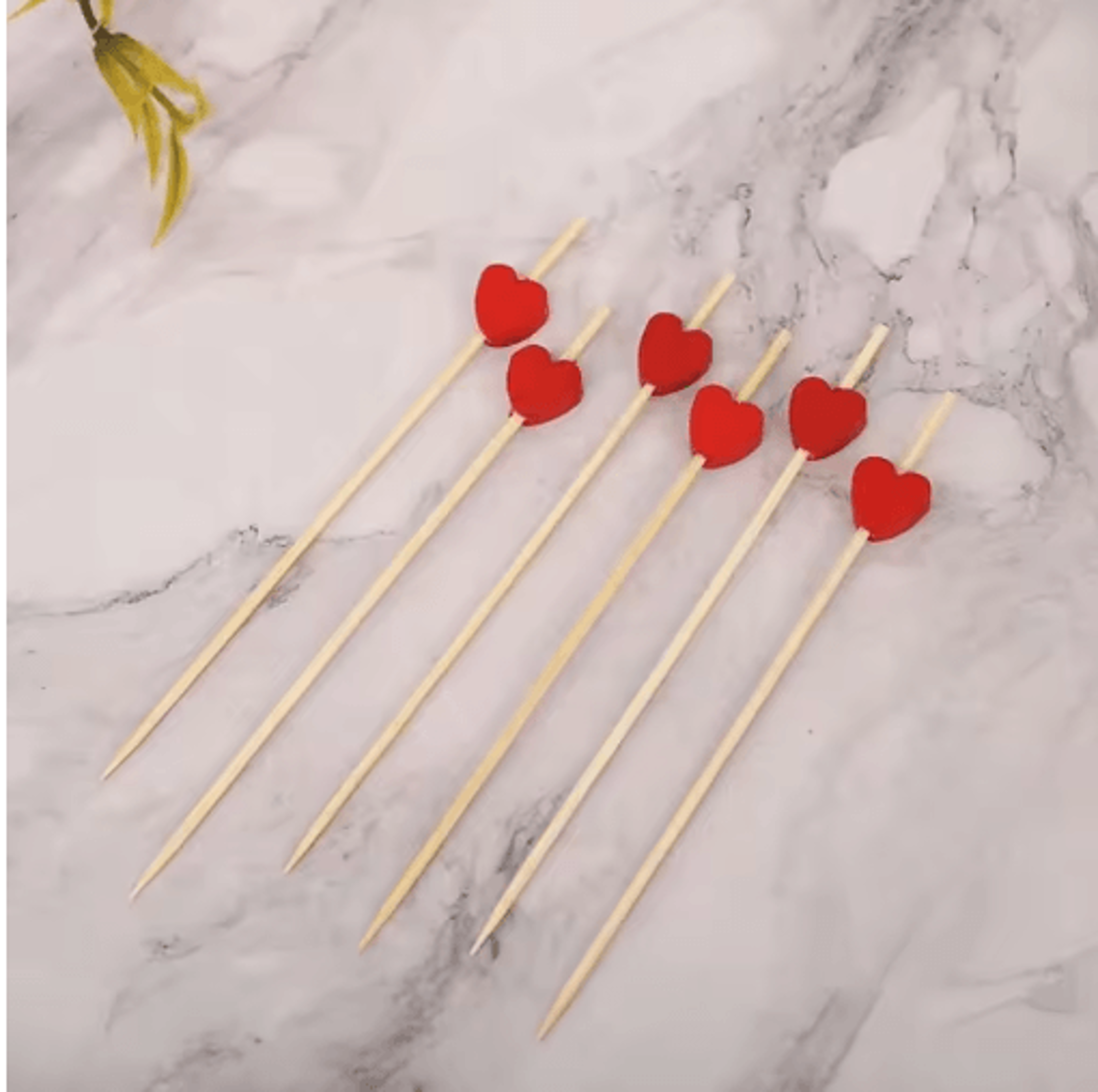 50100Piece Red Heart Bamboo Fruit Picks For Parties And Appetizers 12