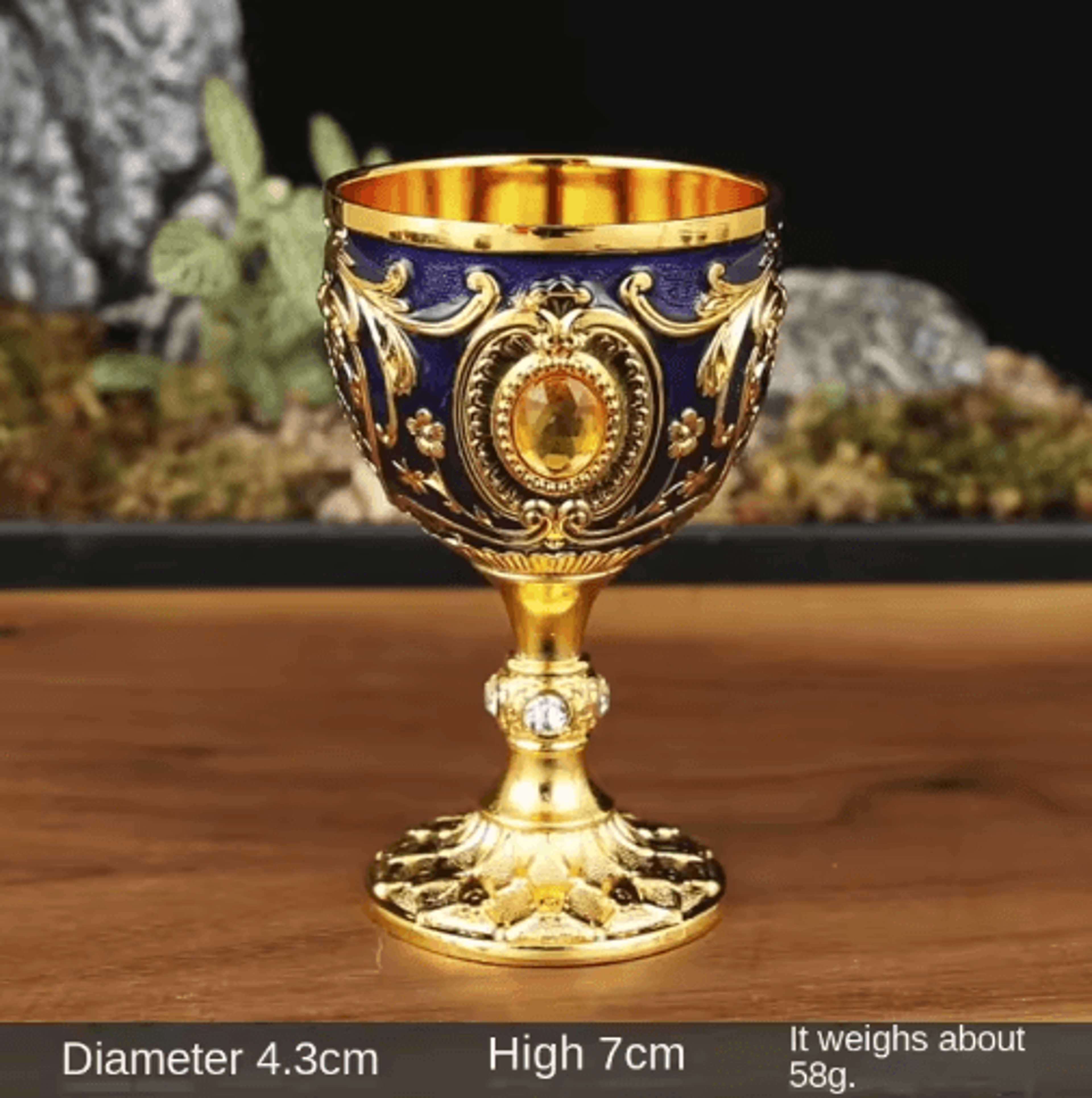 Vintage Medieval Holy Grail Engraved Metal Goblet 3