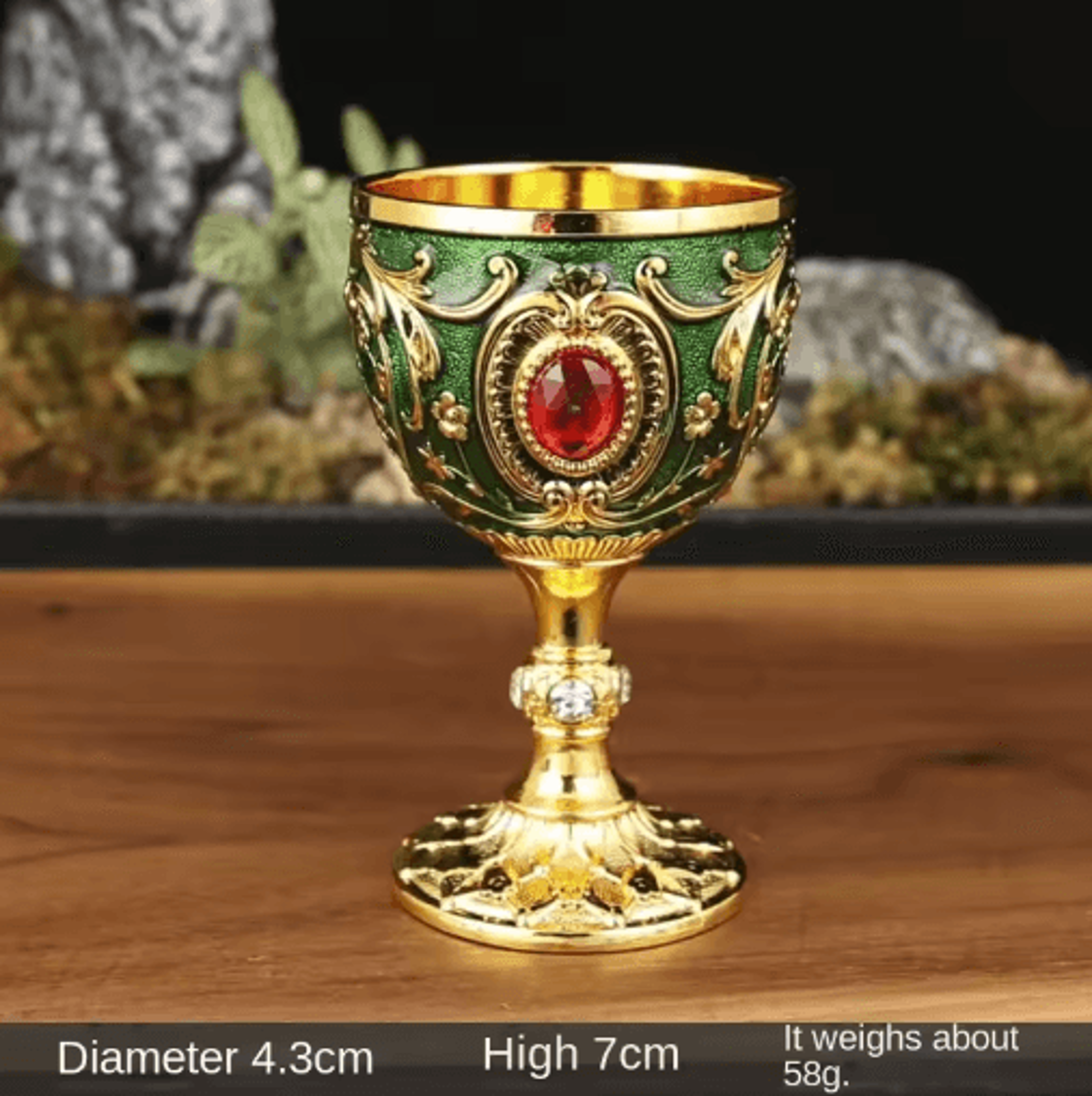 Vintage Medieval Holy Grail Engraved Metal Goblet 4