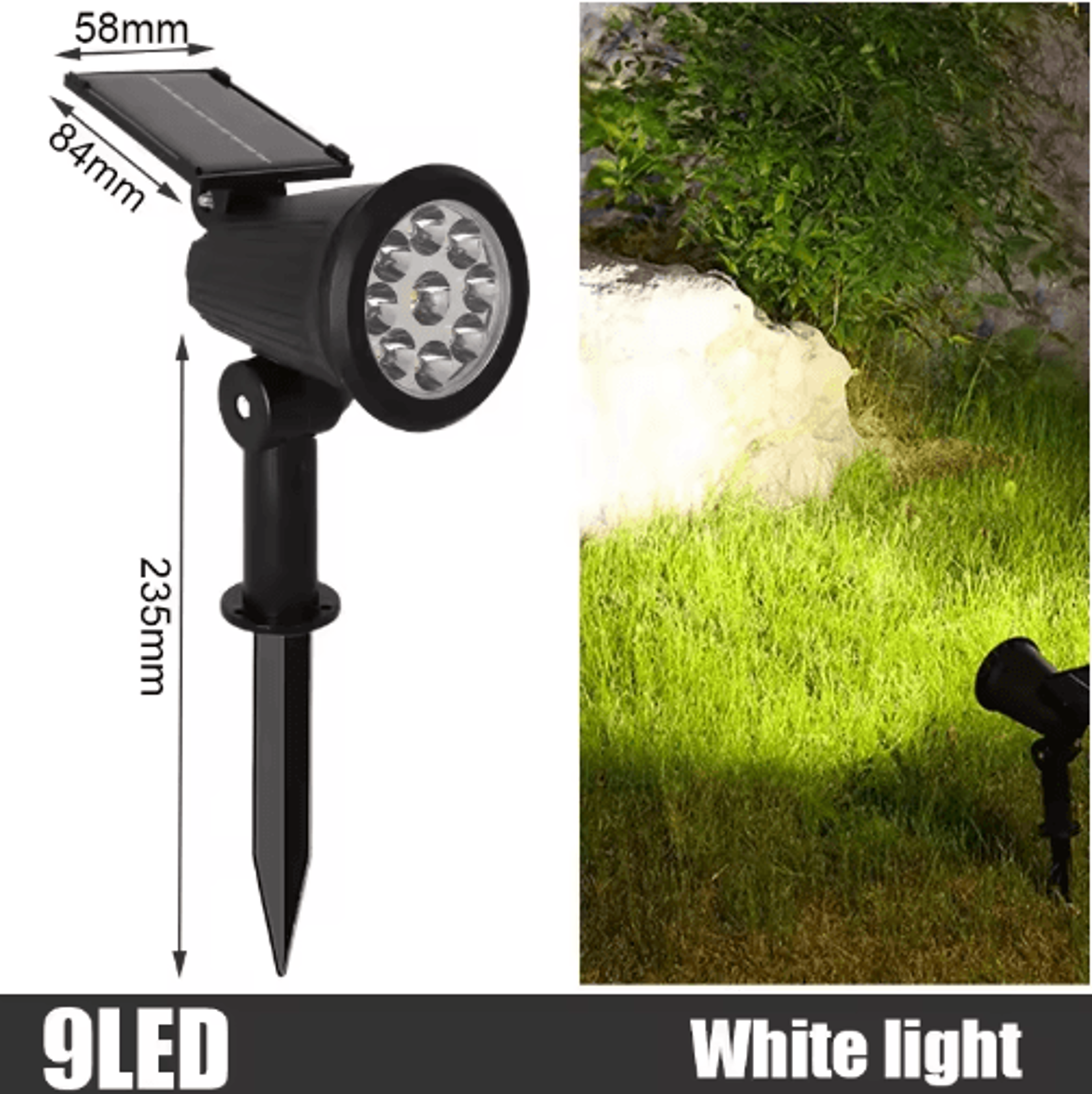 9LED Solar Spotlights With Adjustable Brightness For Outdoor Lighting 1