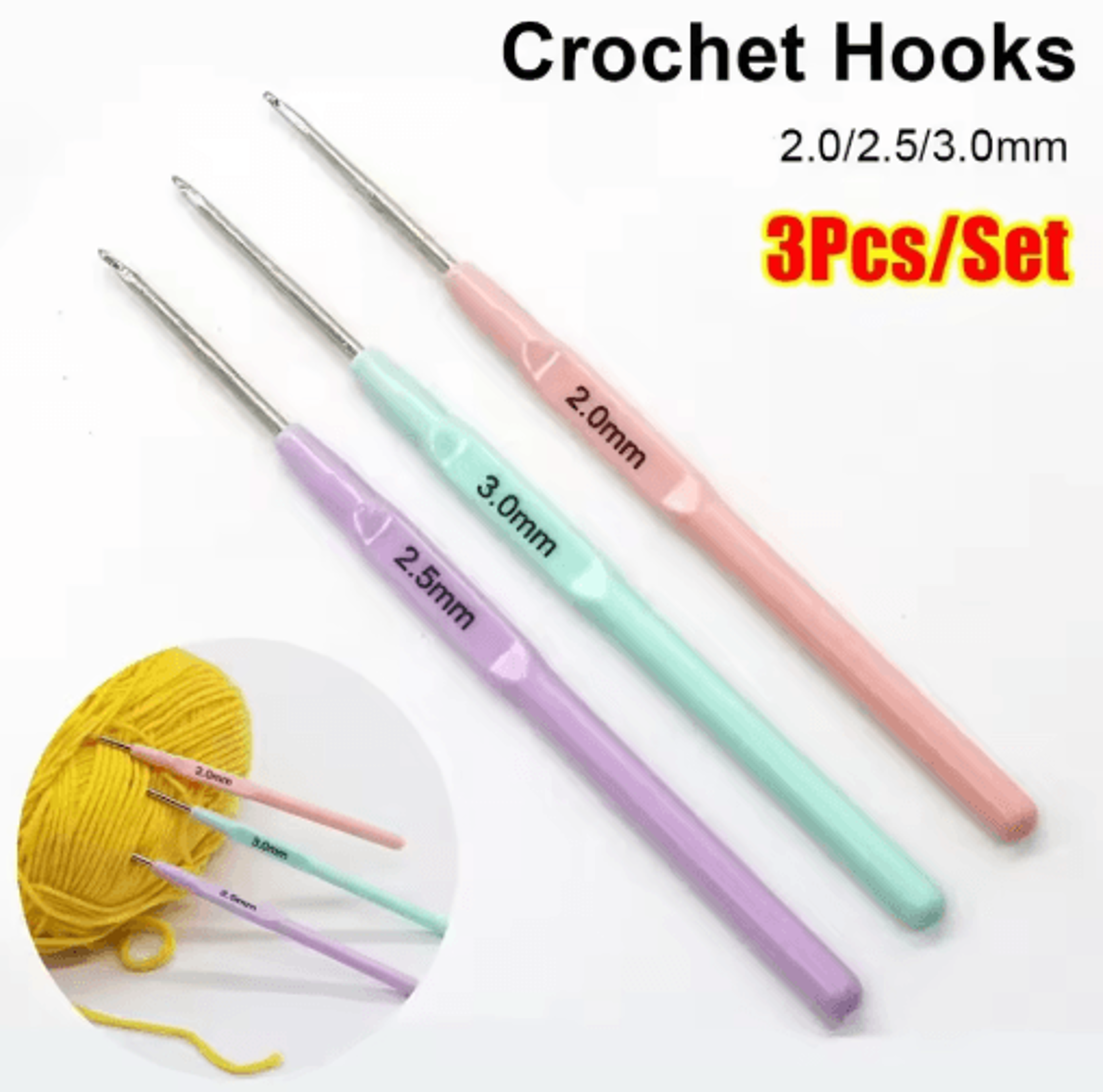 3Piece Ergonomic Crochet Hook Set  202530mm 4
