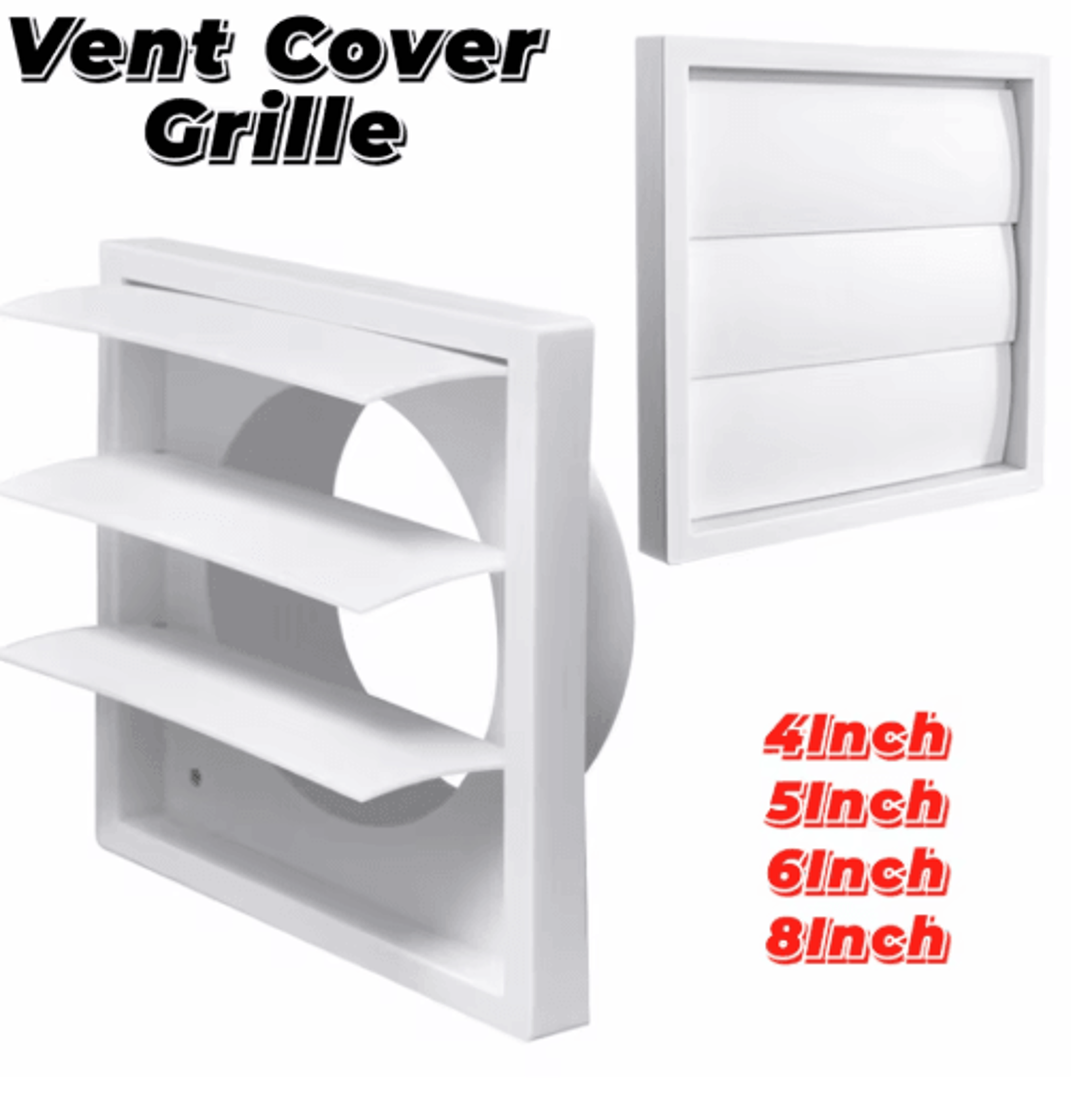 White OneWay Exhaust Vent Cover Grille With Screen 12