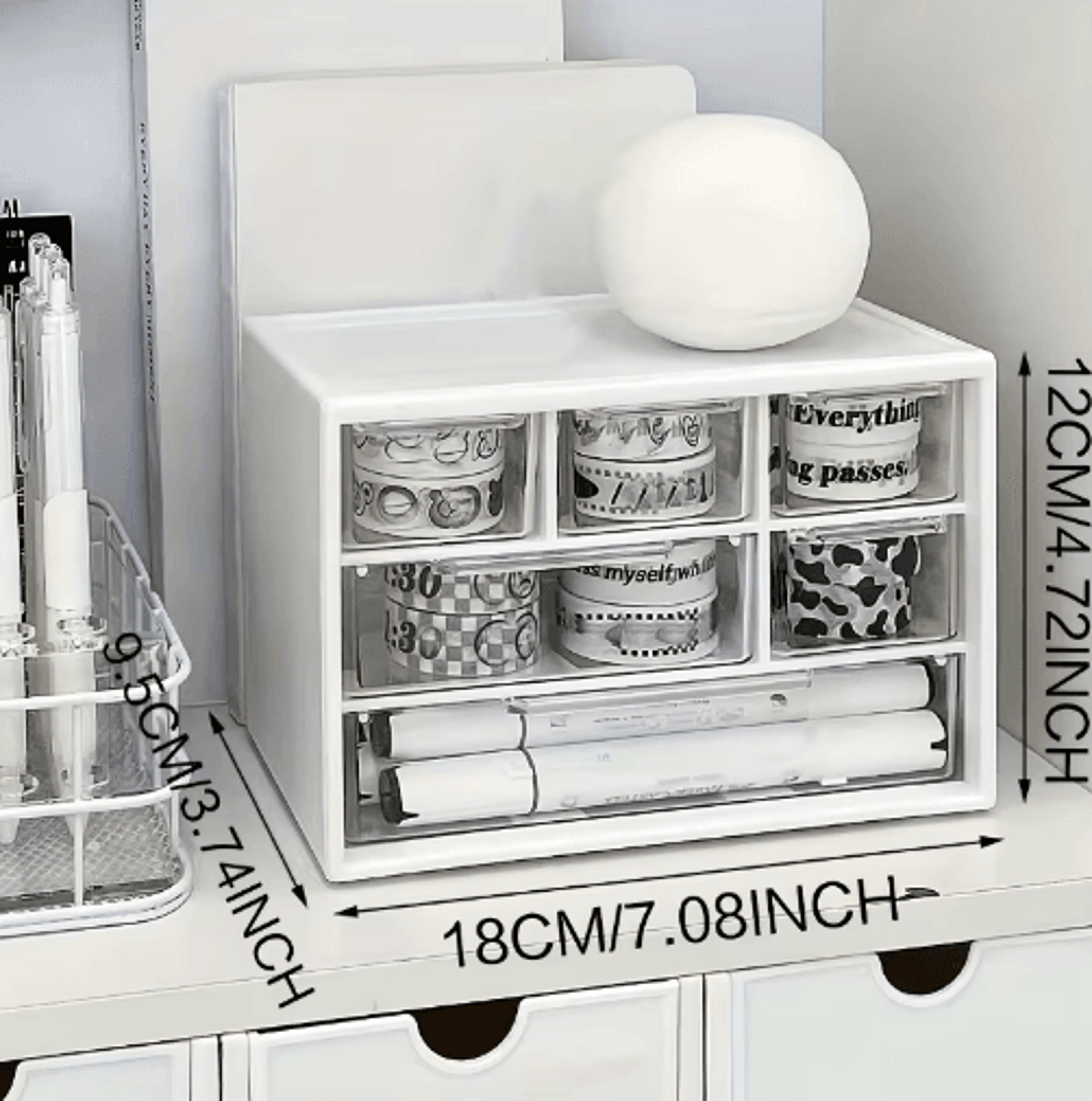 Clear Mini Desktop Storage Box With Drawer 5