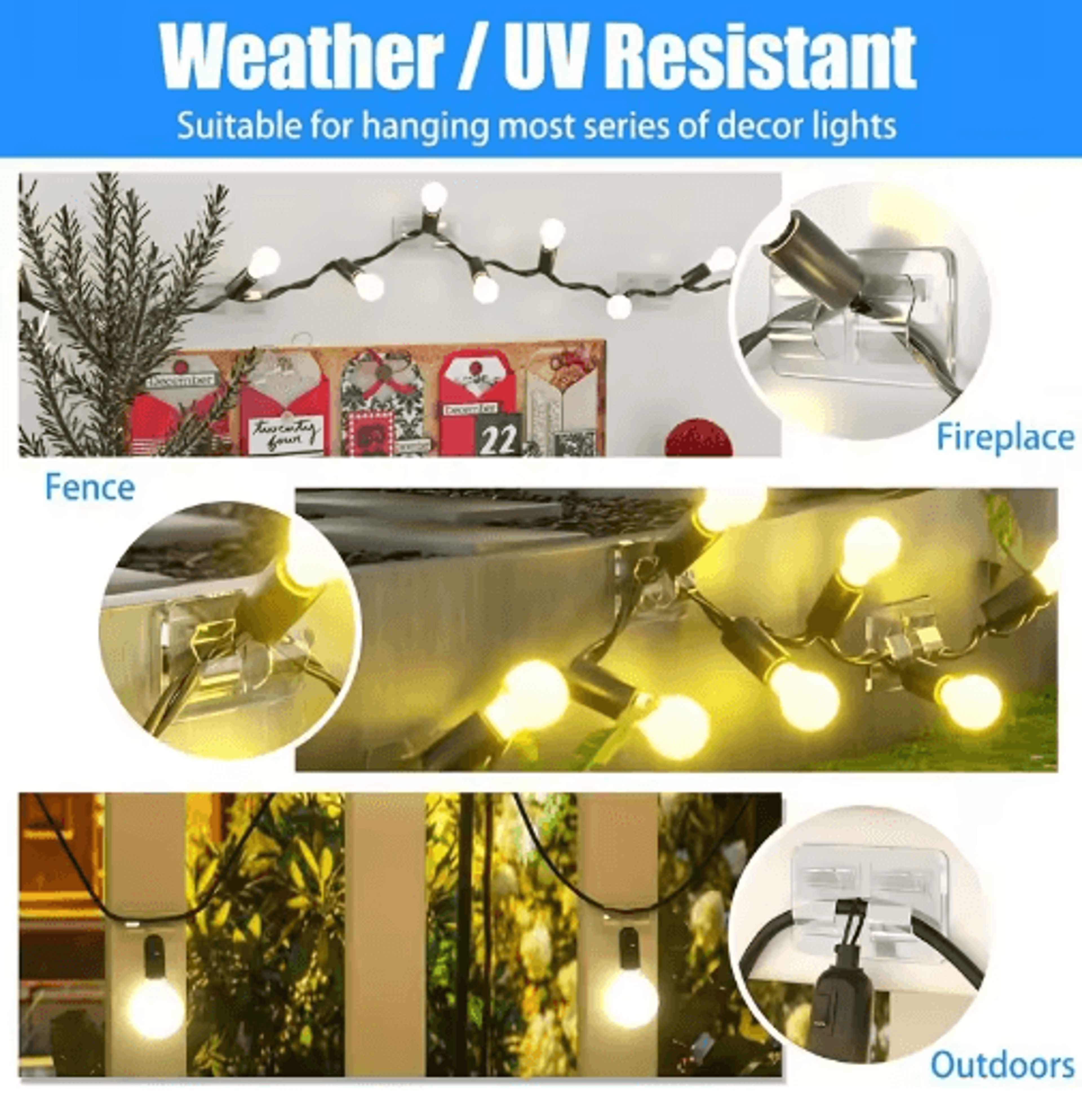 410Piece Clear SelfAdhesive Hooks For String Lights 4