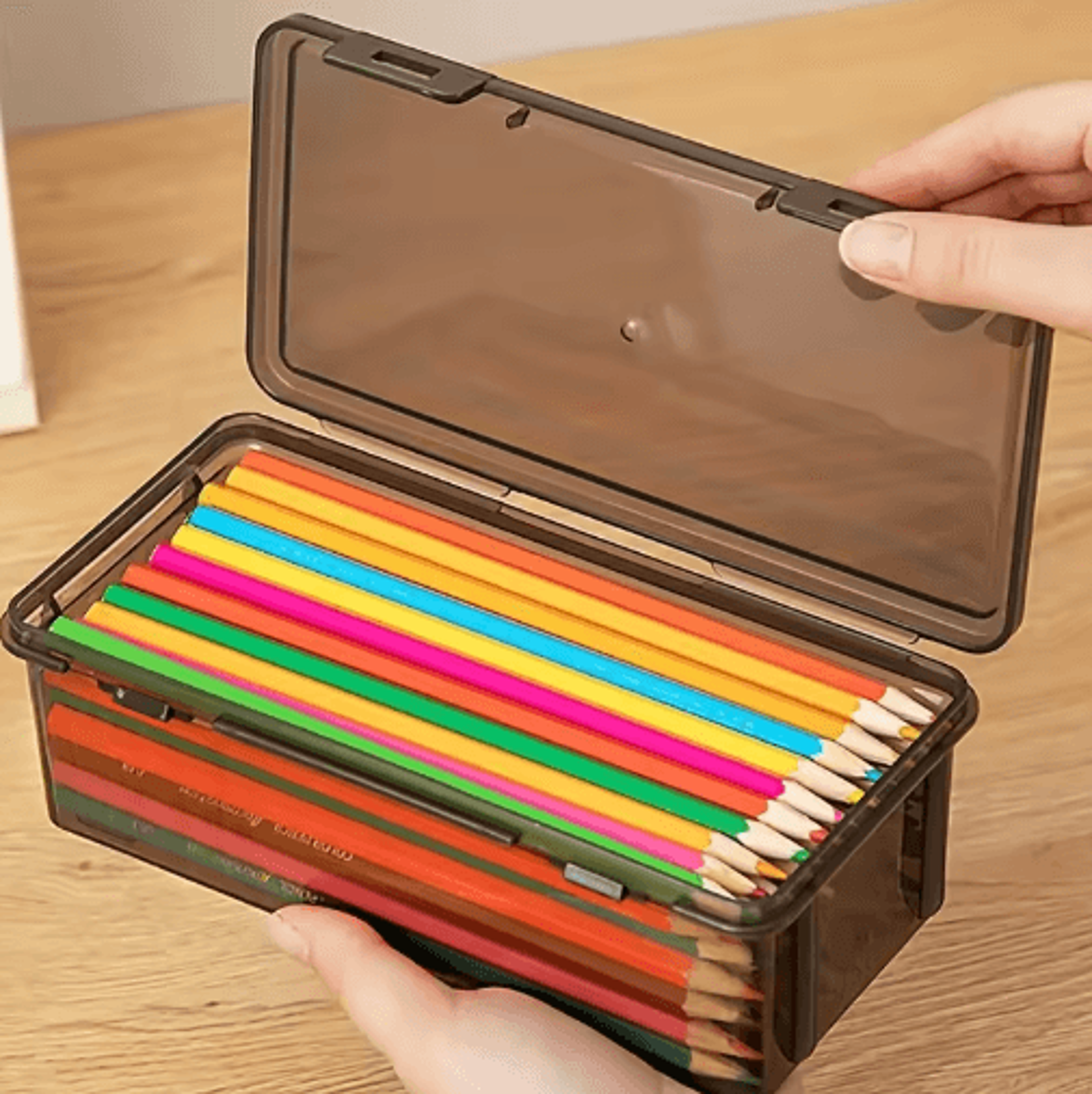 LargeCapacity Desktop Storage Box  Transparent Black Office Supplies  Pencil Organizer 6