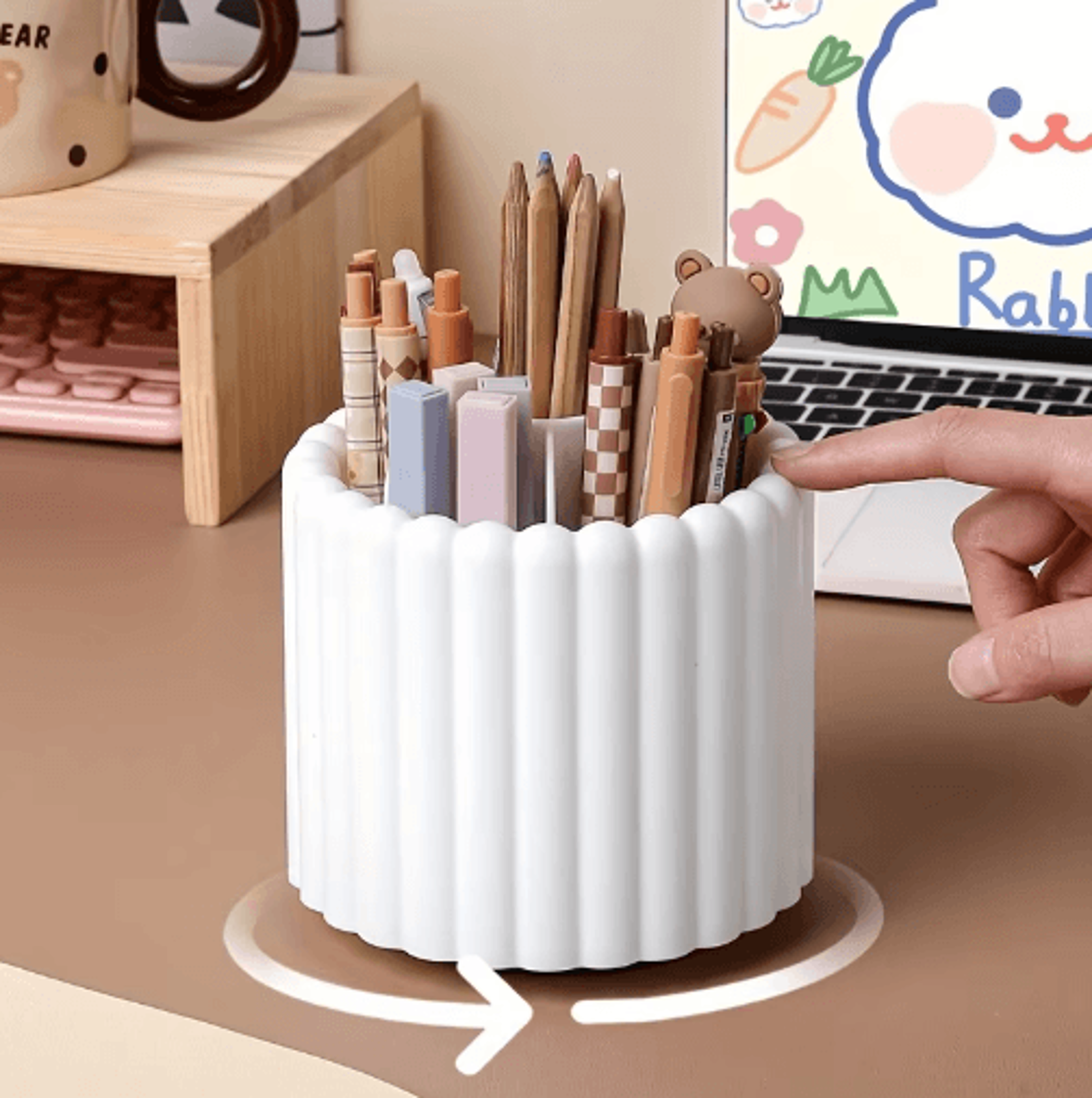 360 Rotating Desk Organizer  SpaceSaving MultiFunctional Pen  Office Supplies Holder 6