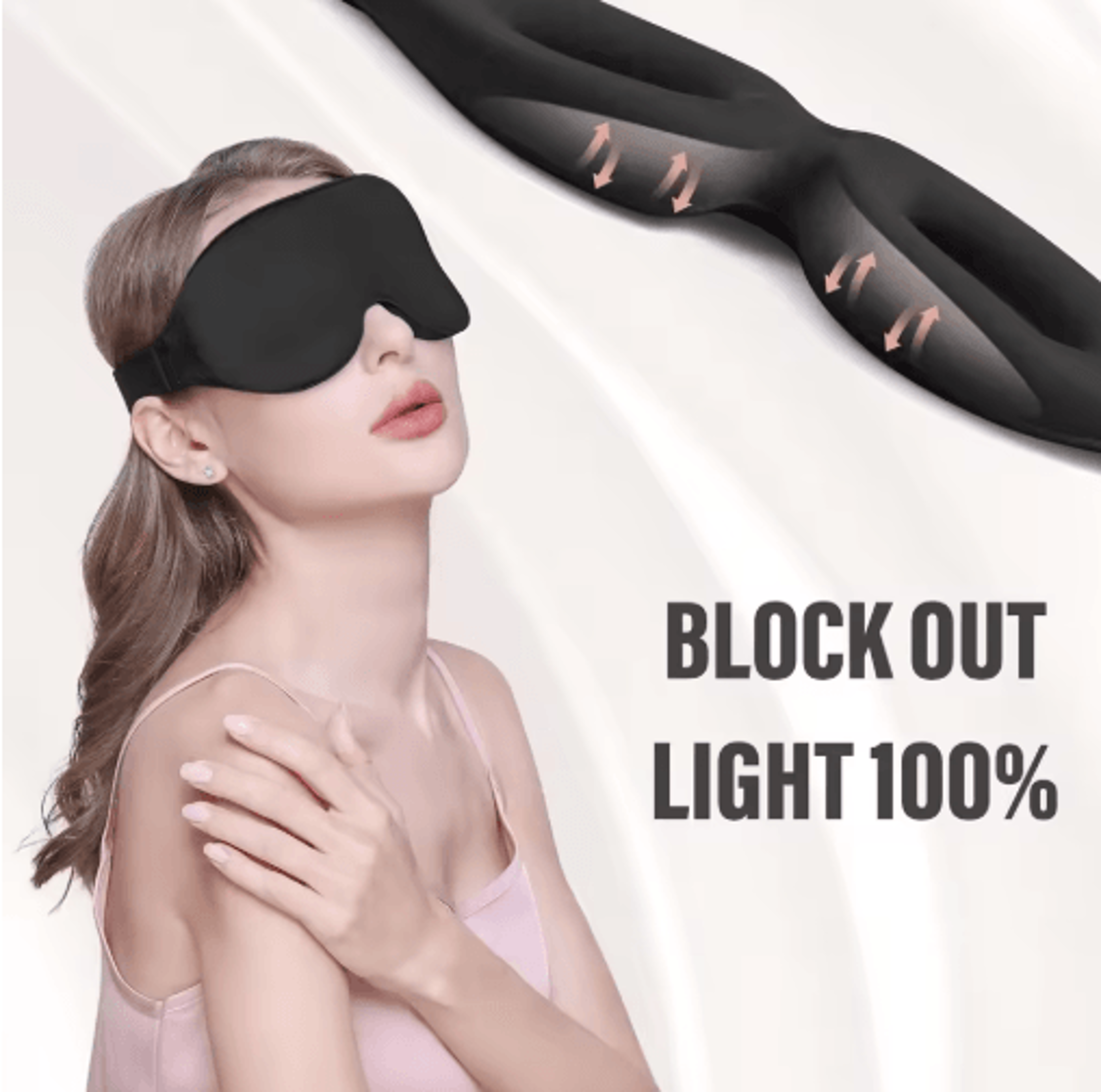 3D Light Blocking Sleep Mask  Adjustable Soft Eye Shade For Side  Back Sleepers 4