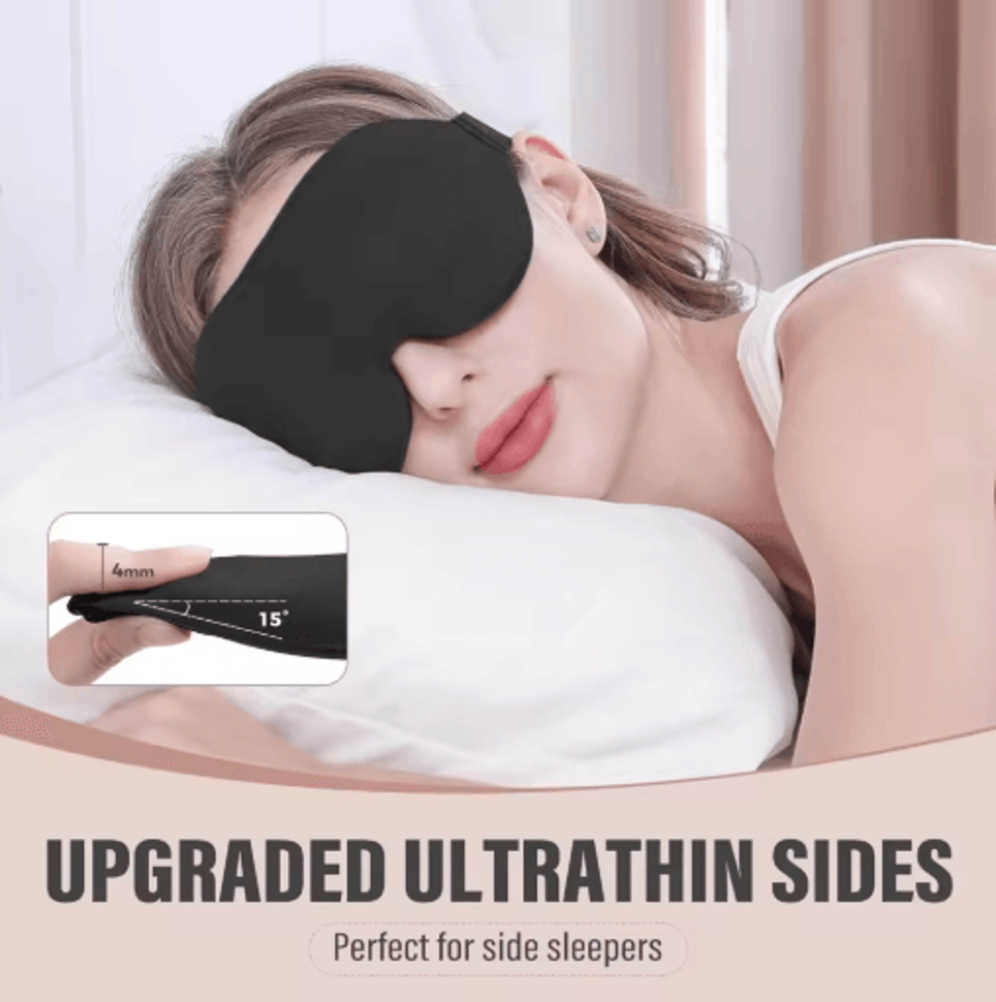 3D Light Blocking Sleep Mask  Adjustable Soft Eye Shade For Side  Back Sleepers 6