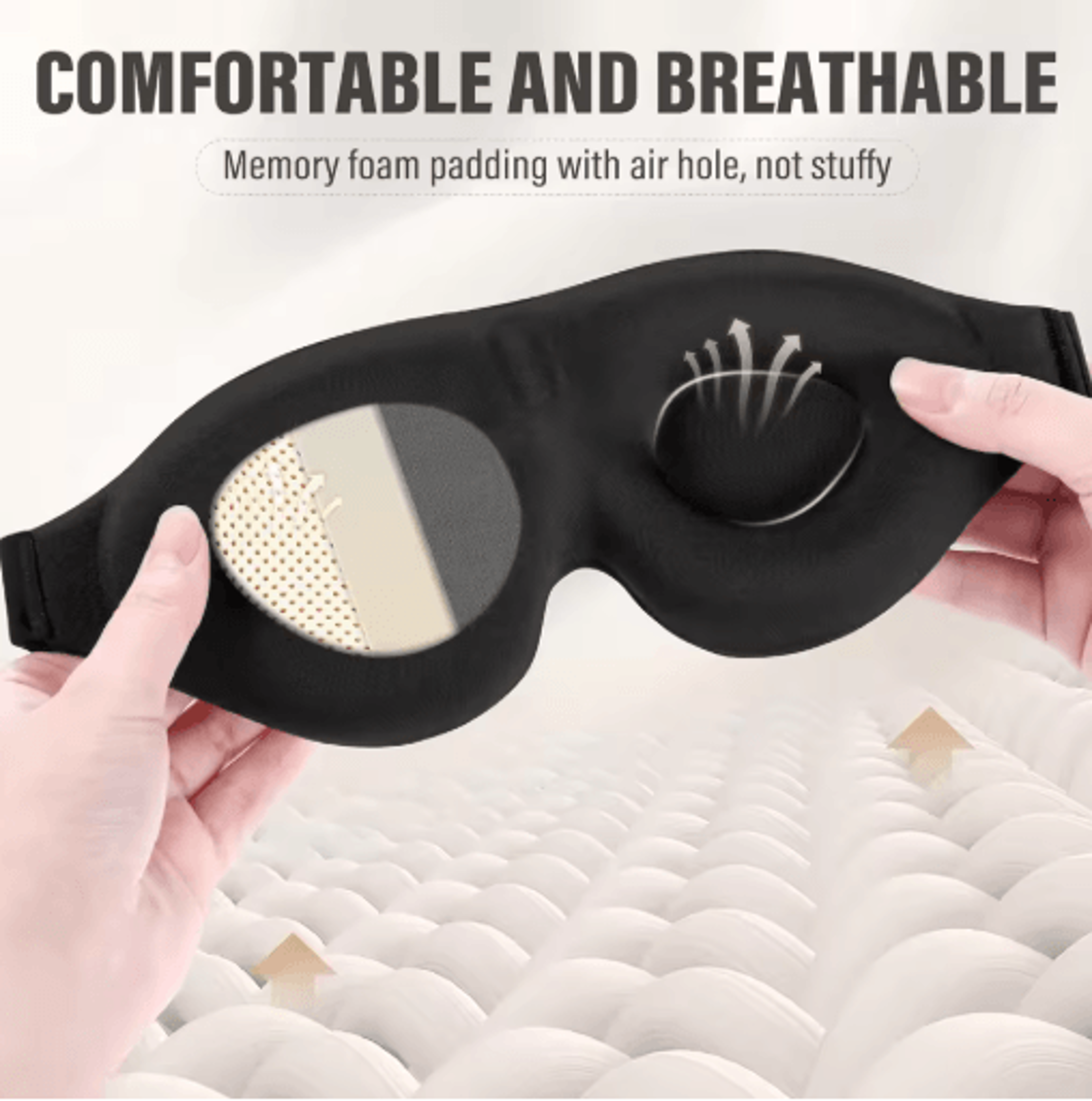 3D Light Blocking Sleep Mask  Adjustable Soft Eye Shade For Side  Back Sleepers 2