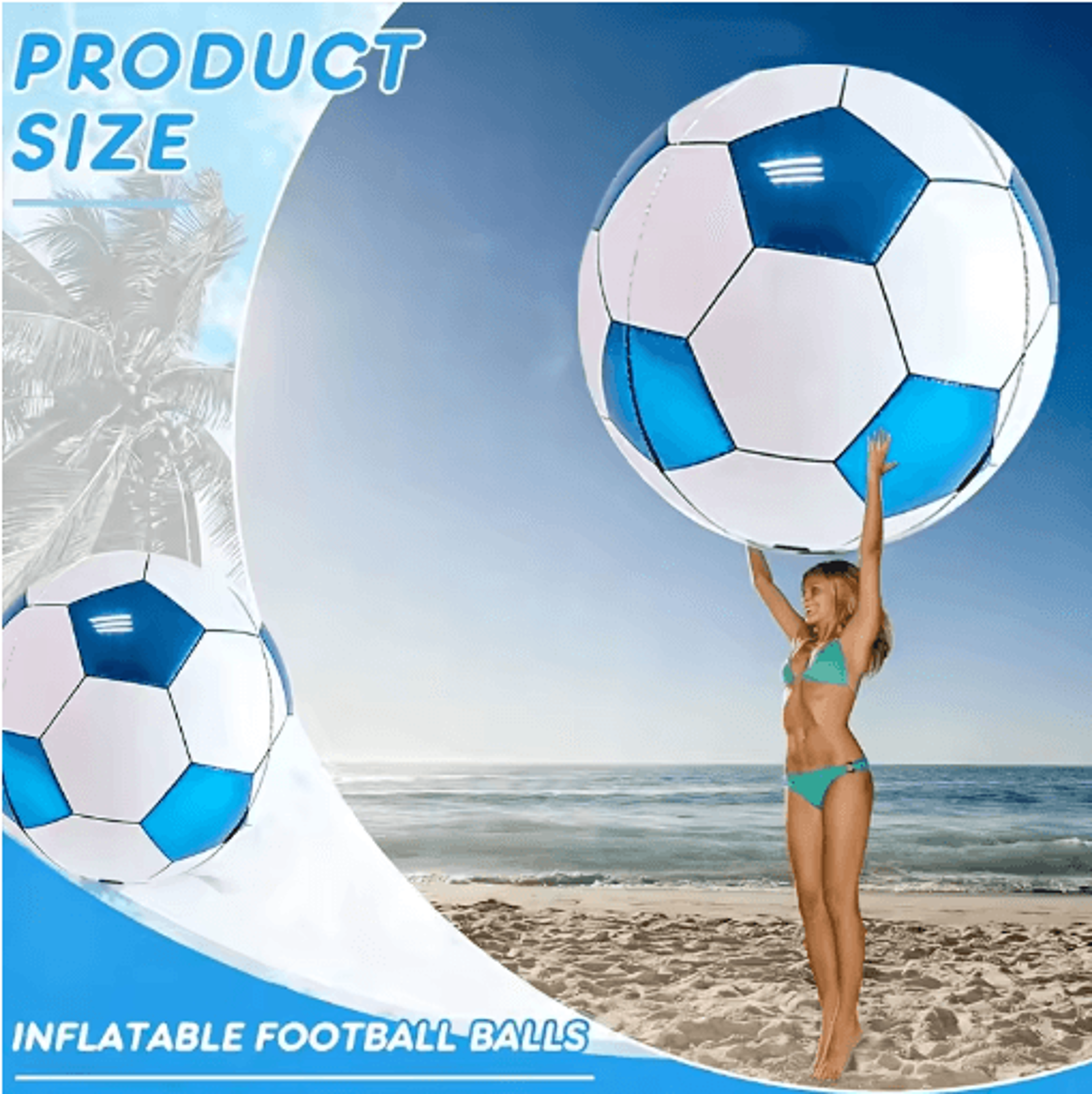 Giant 4D Blue Soccer Foil Balloon  Round Sports Party Decoration 5