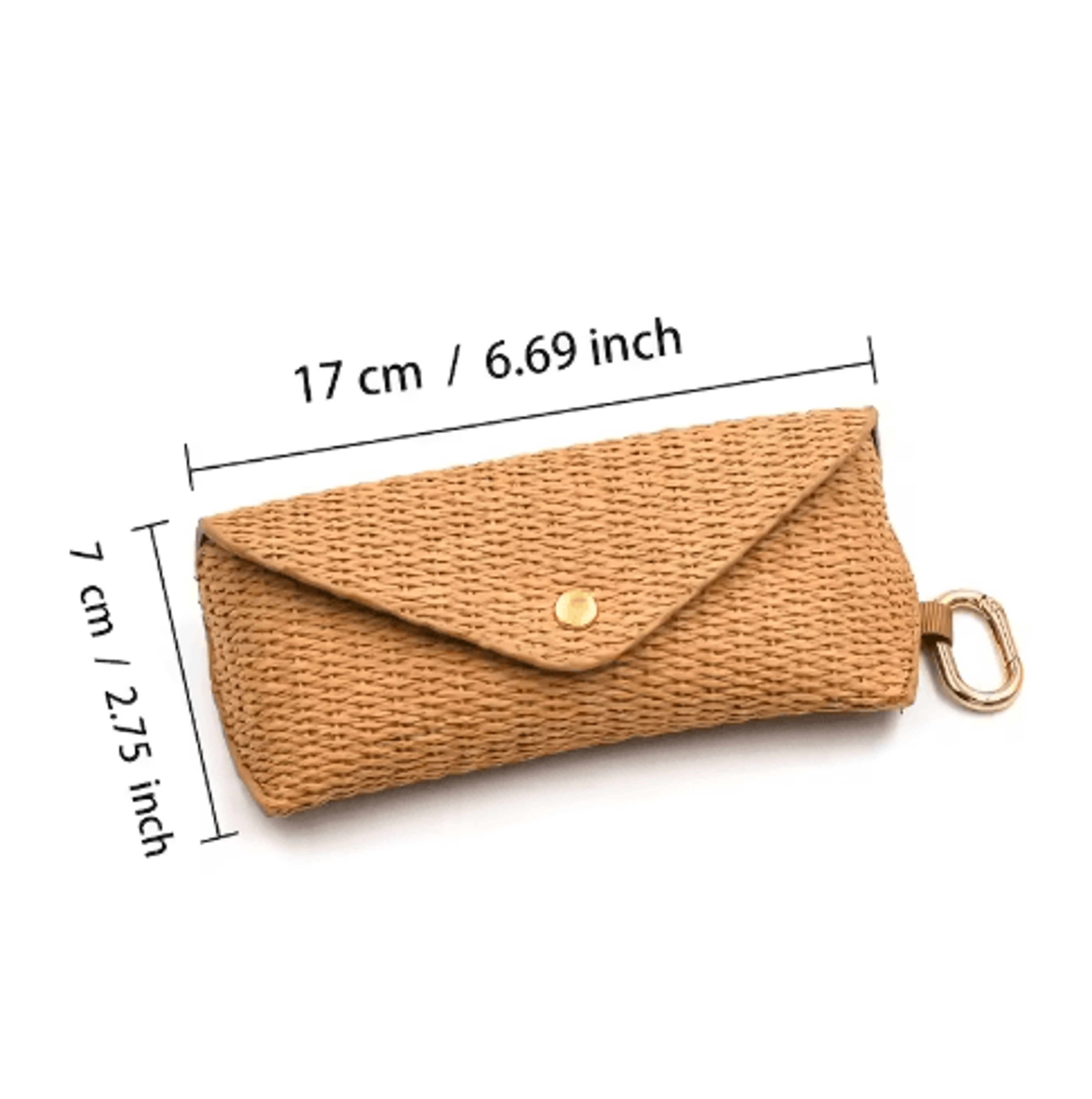 Woven Straw Eyeglass Case With Hook  Soft Protective Fashion Glasses Pouch 2