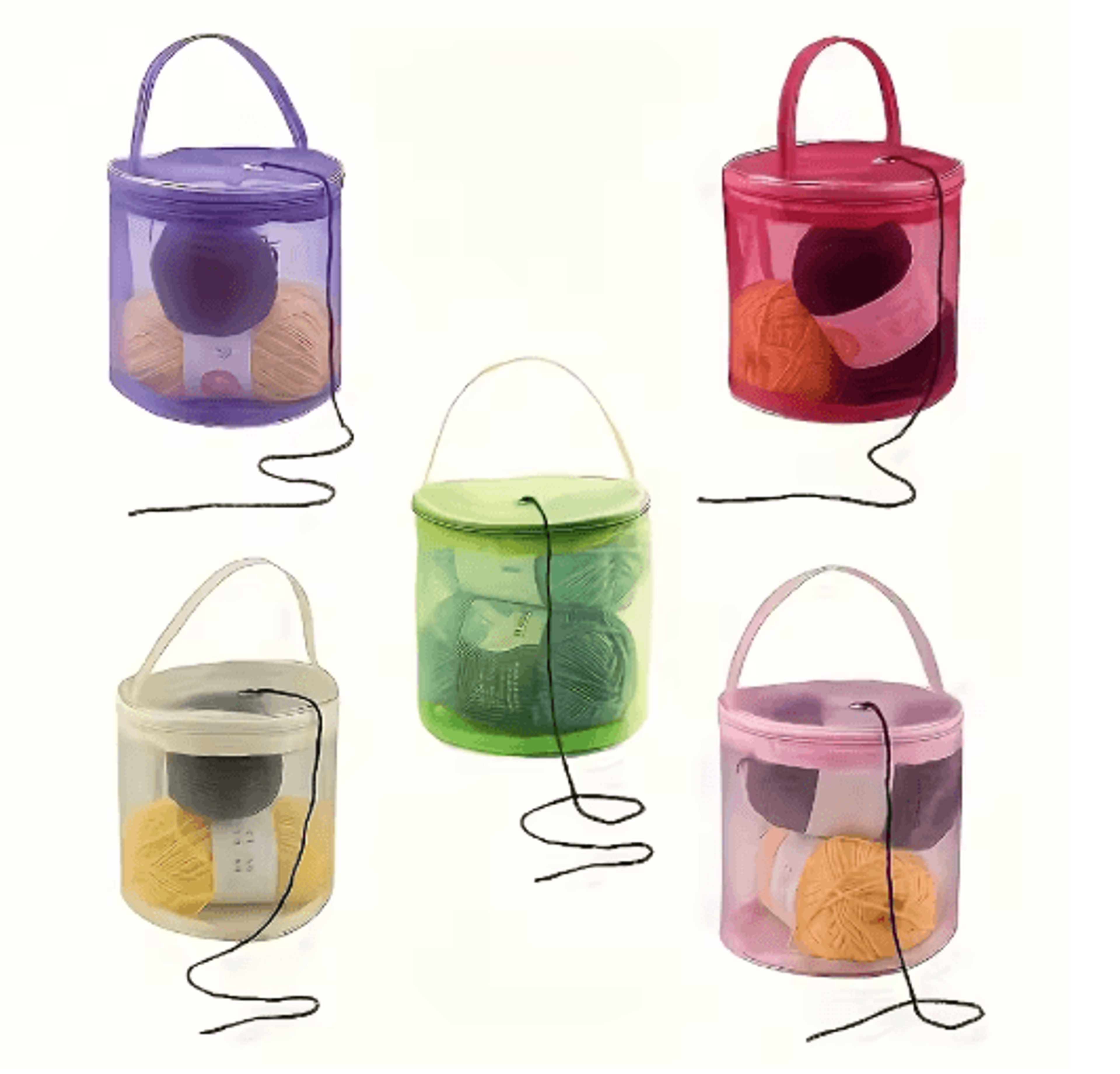 Colorful Nylon Mesh Yarn Storage Bag  Zipper Knitting  Crochet Organizer 6