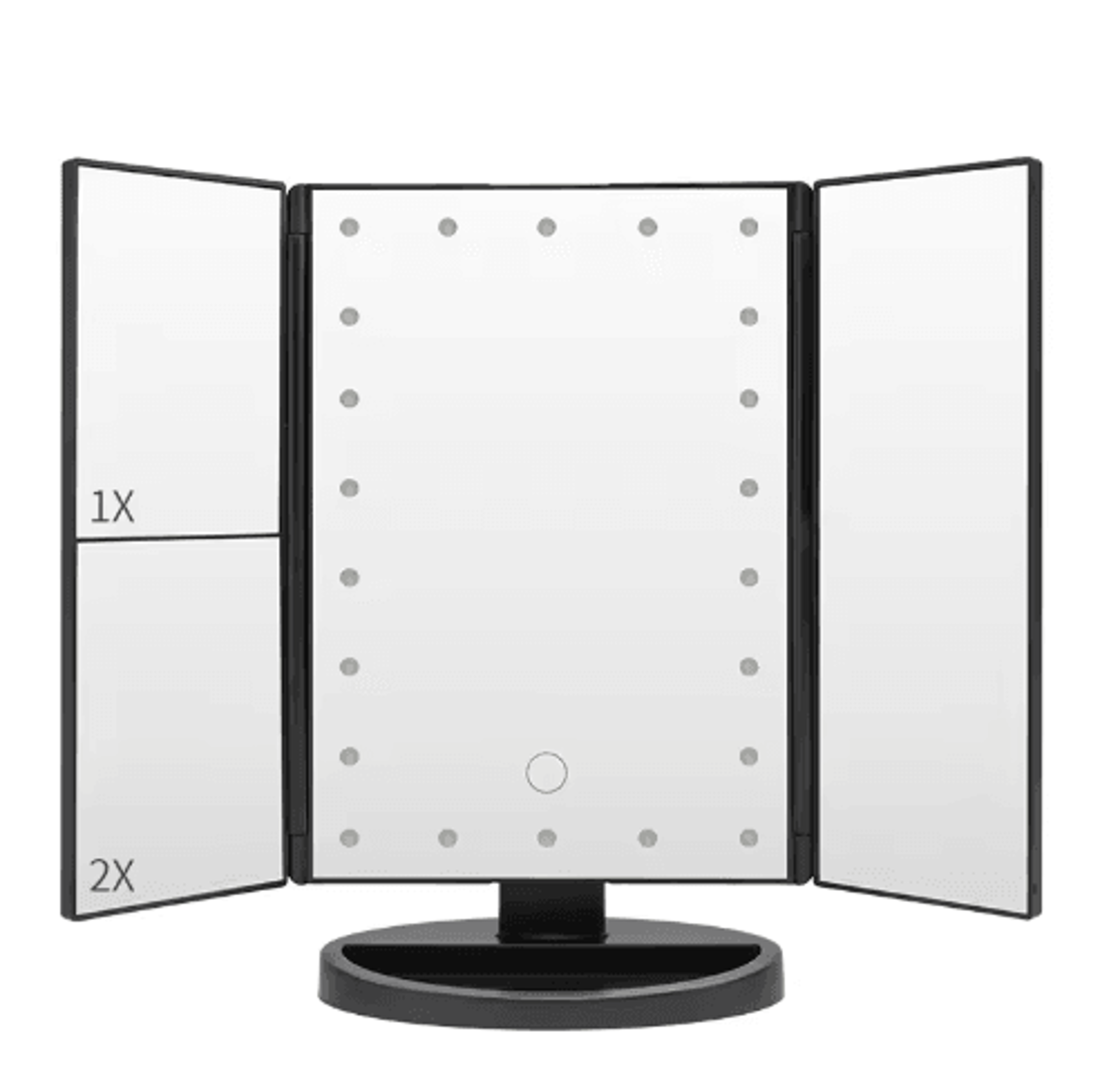 LED Trifold Vanity Makeup Mirror  2X3X Magnification With Touch Control 2