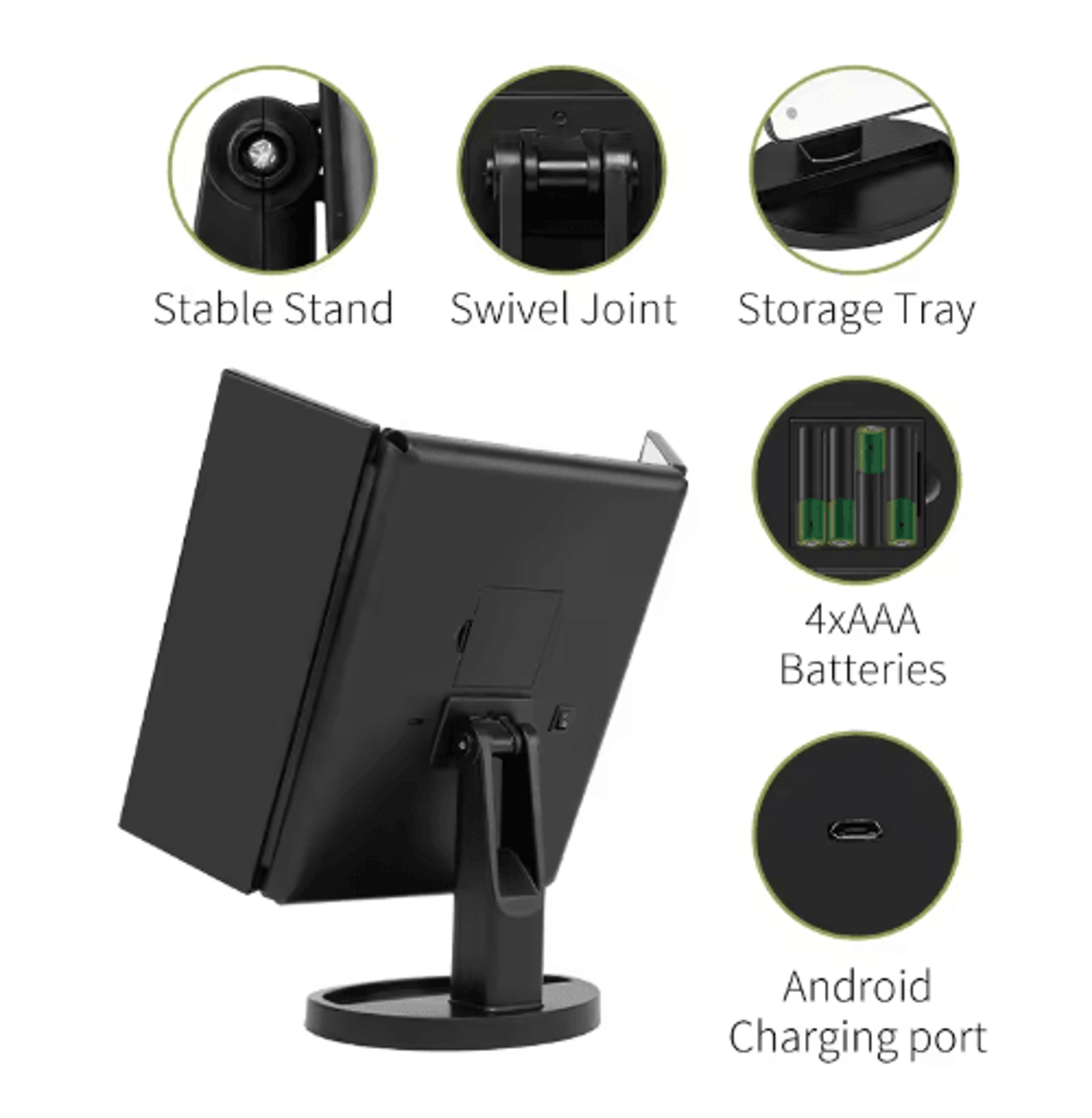 LED Trifold Vanity Makeup Mirror  2X3X Magnification With Touch Control 5