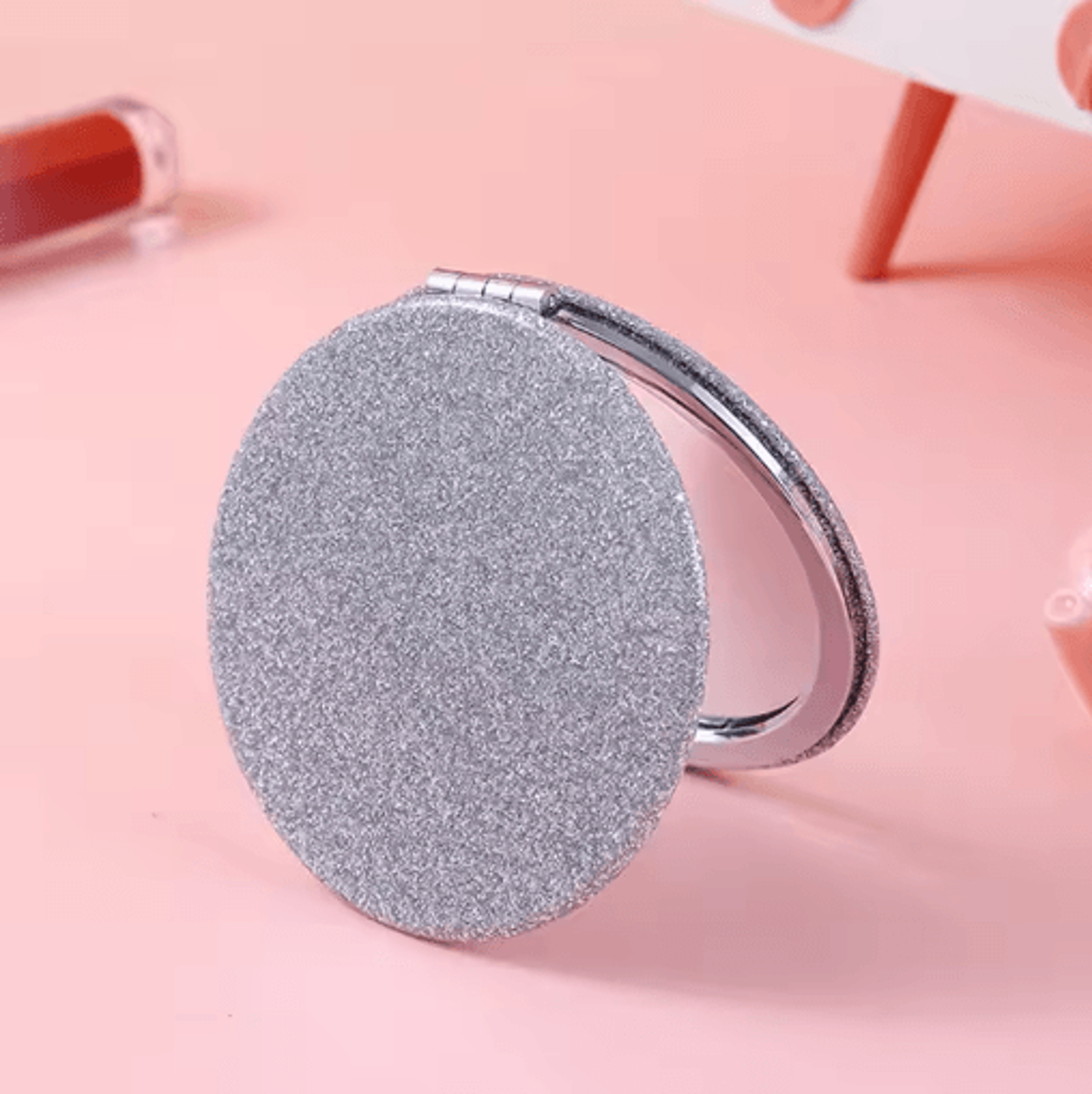Glitter Mini Vanity Mirror  Round Portable Pocket Mirror For Travel 4