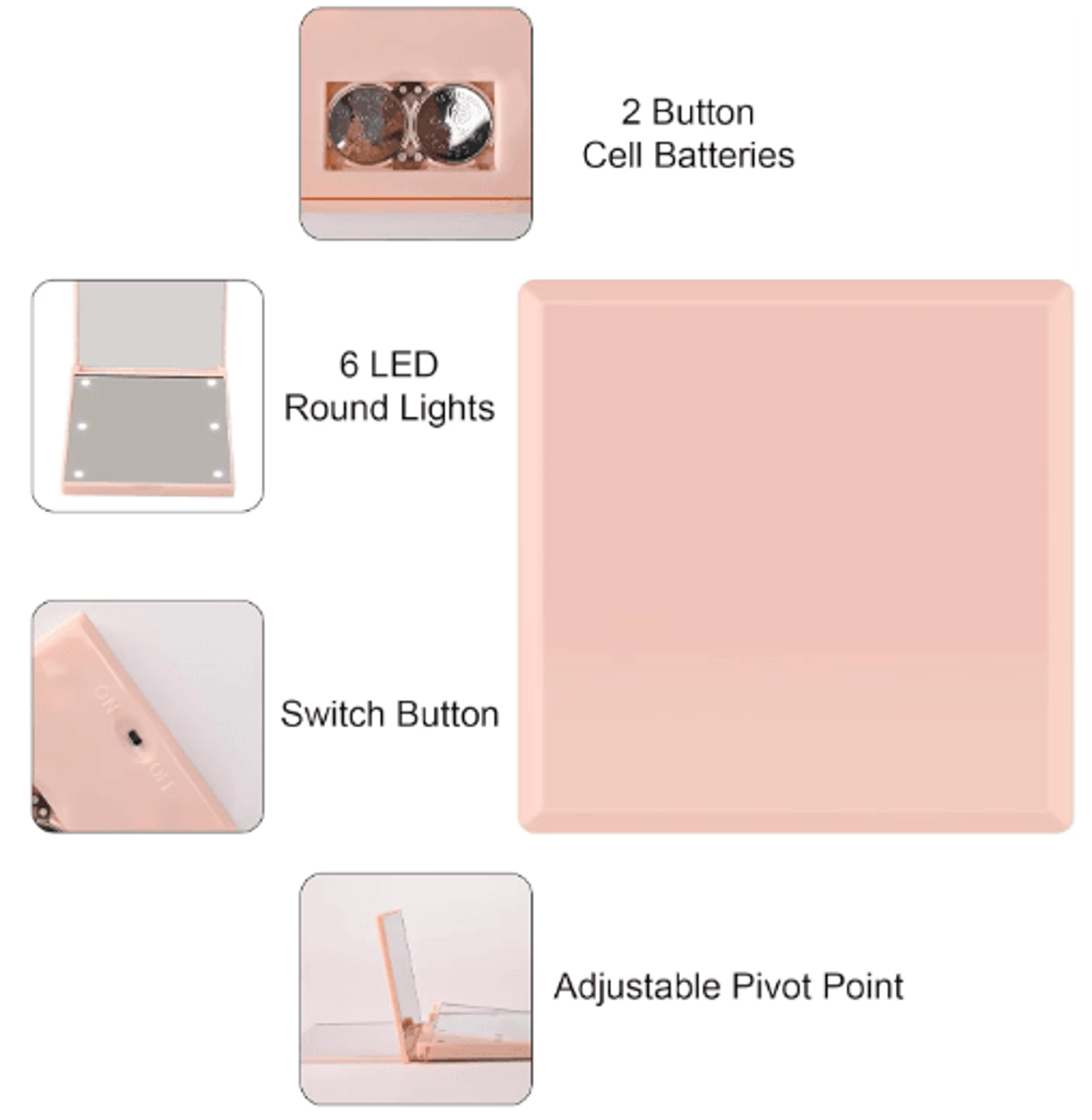 6LED Lighted Compact Makeup Mirror  Folding Travel Pocket Mirror 7