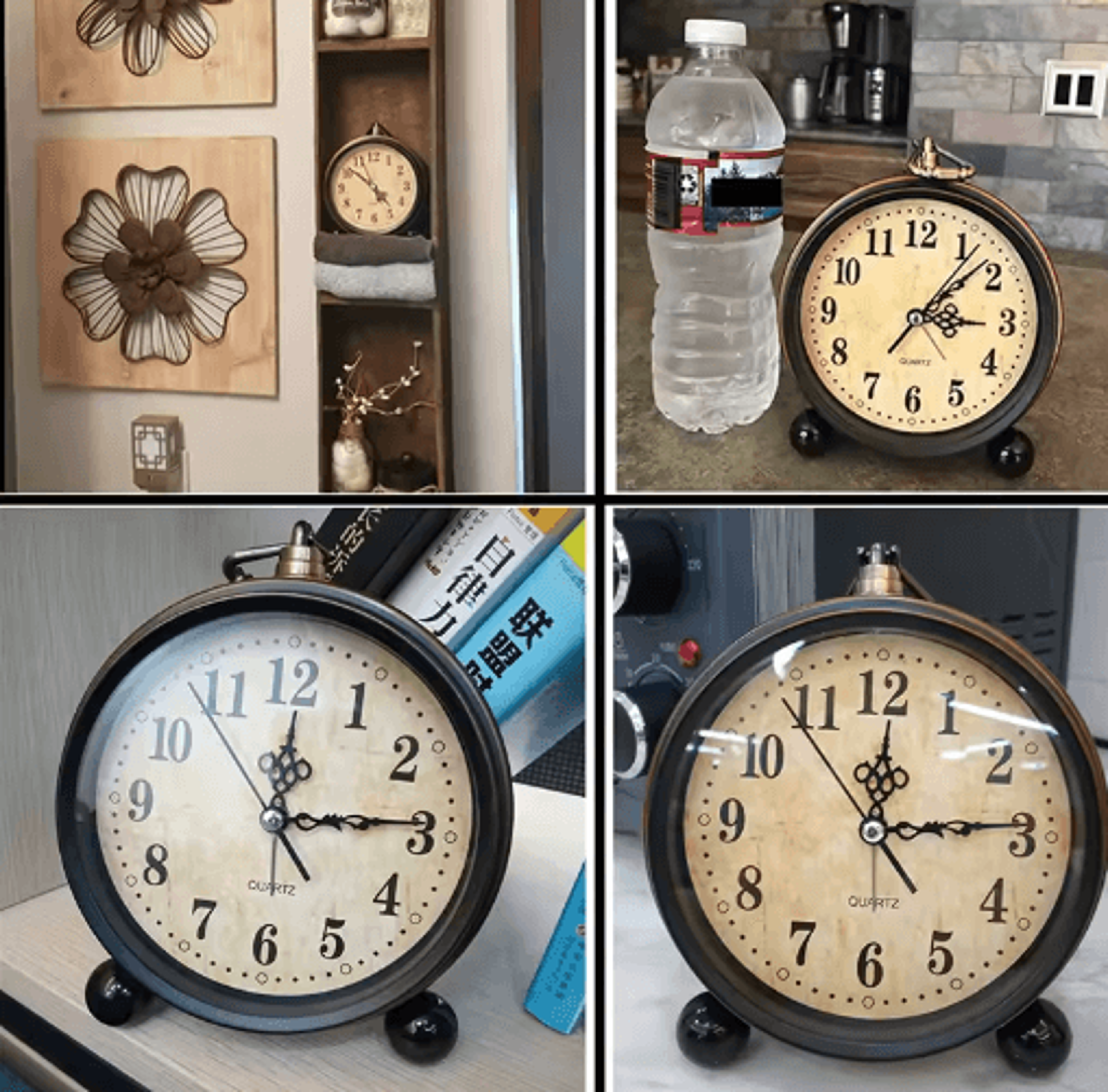 Vintage Metal Alarm Clock  Super Silent Quartz Desk Clock With Night Light 6