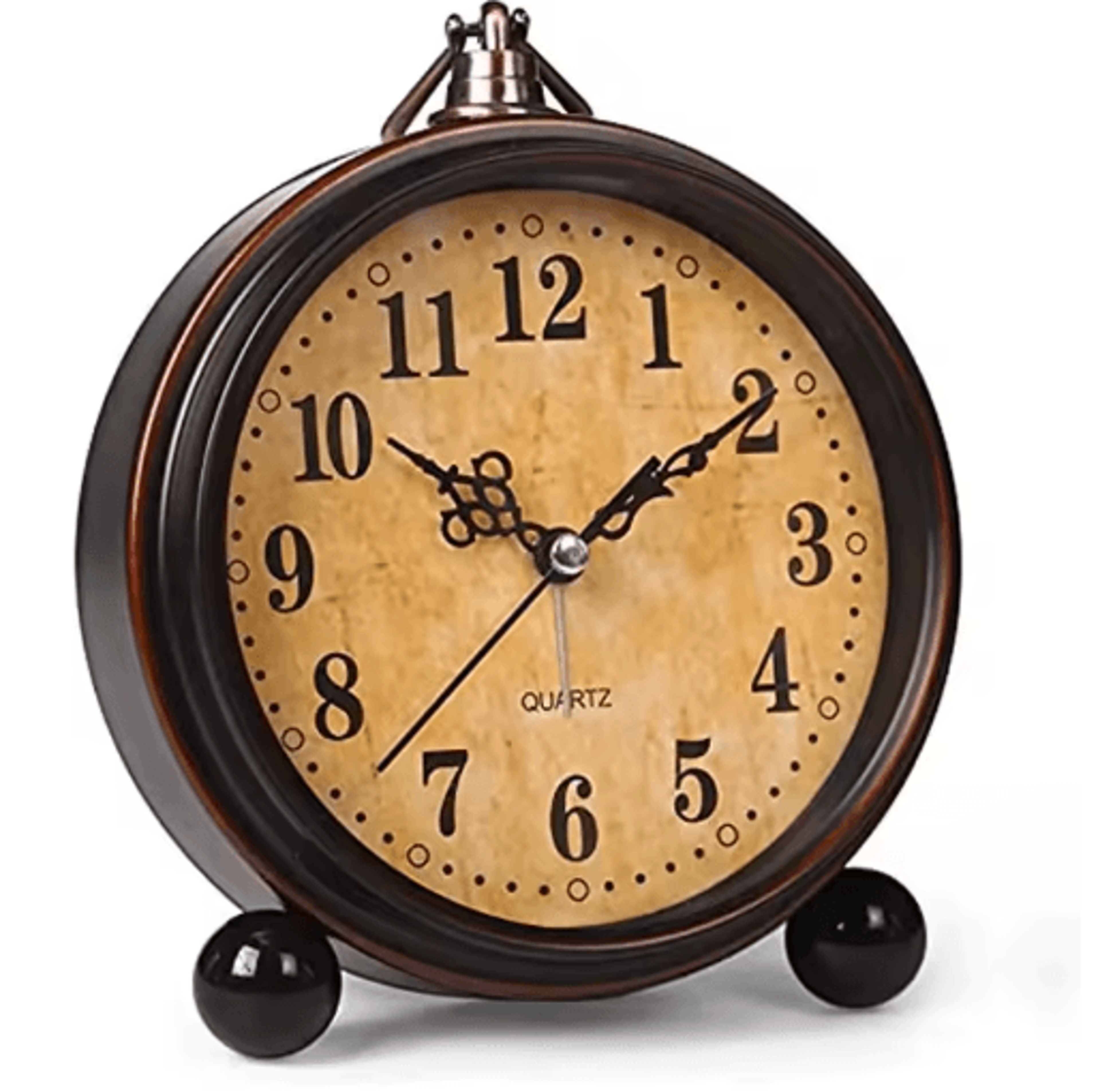 Vintage Metal Alarm Clock  Super Silent Quartz Desk Clock With Night Light 4