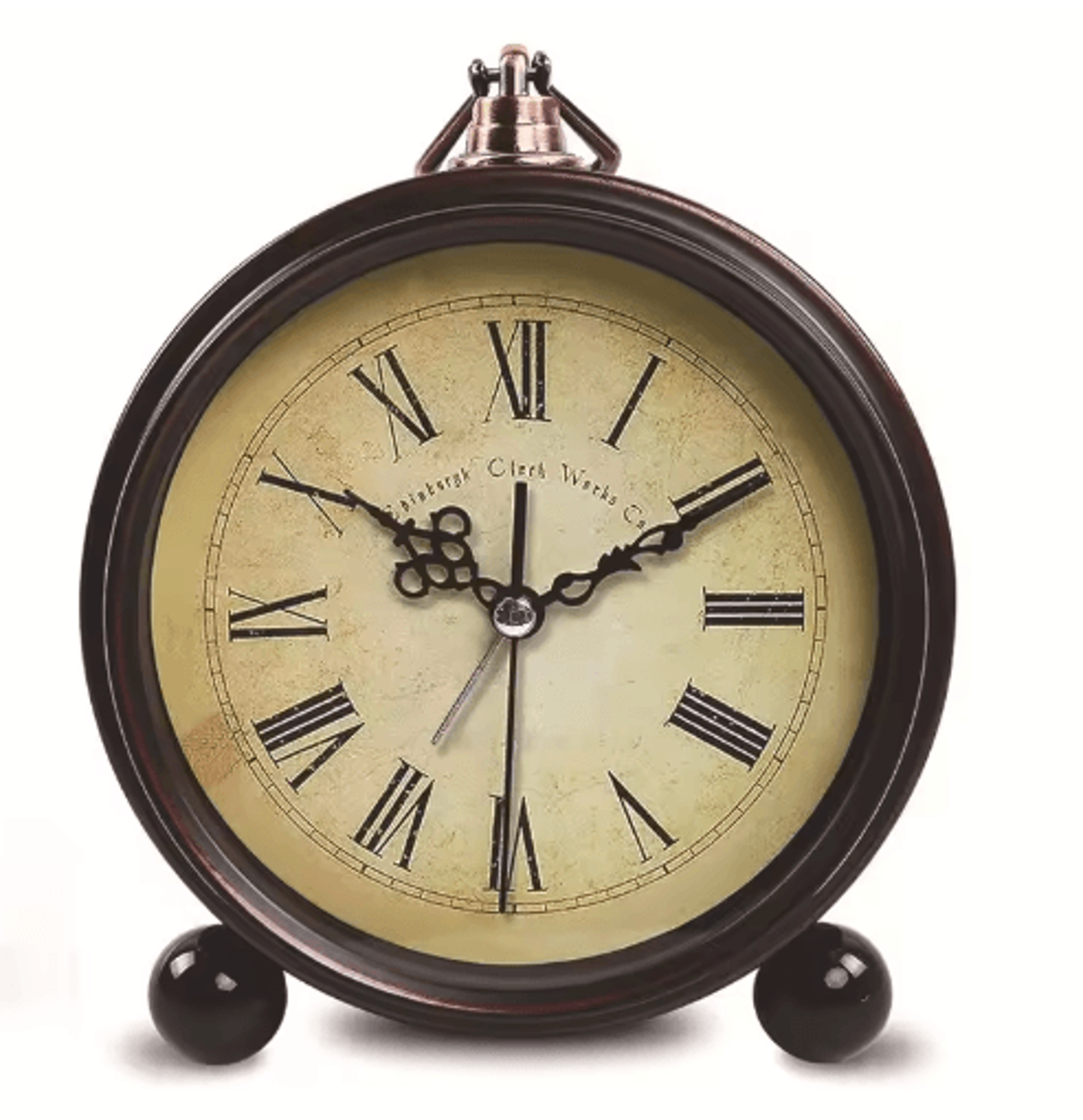 Vintage Metal Alarm Clock  Super Silent Quartz Desk Clock With Night Light 1
