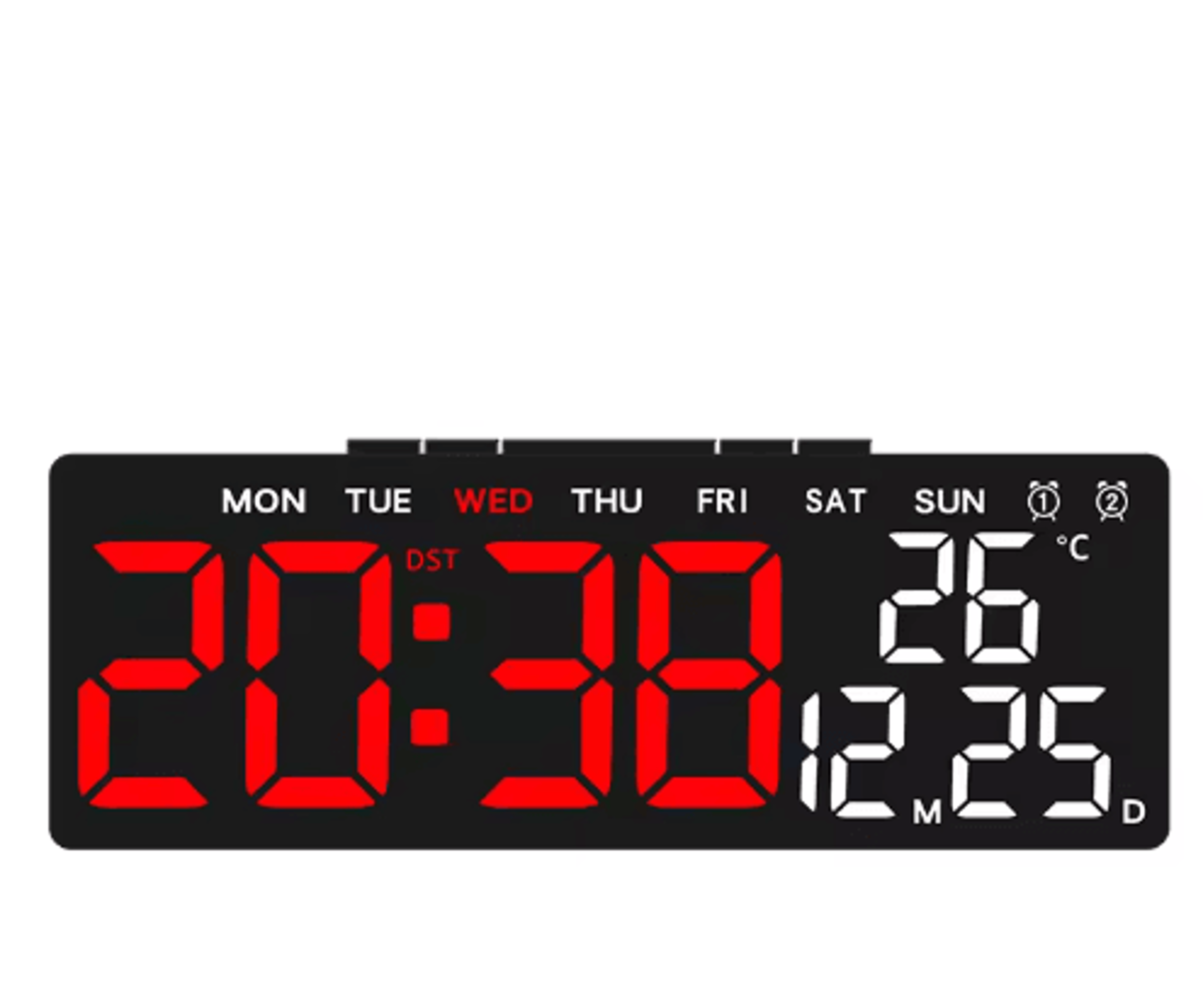 USB Digital Alarm Clock  Dual Alarm LED Desk Clock With Adjustable Brightness 9