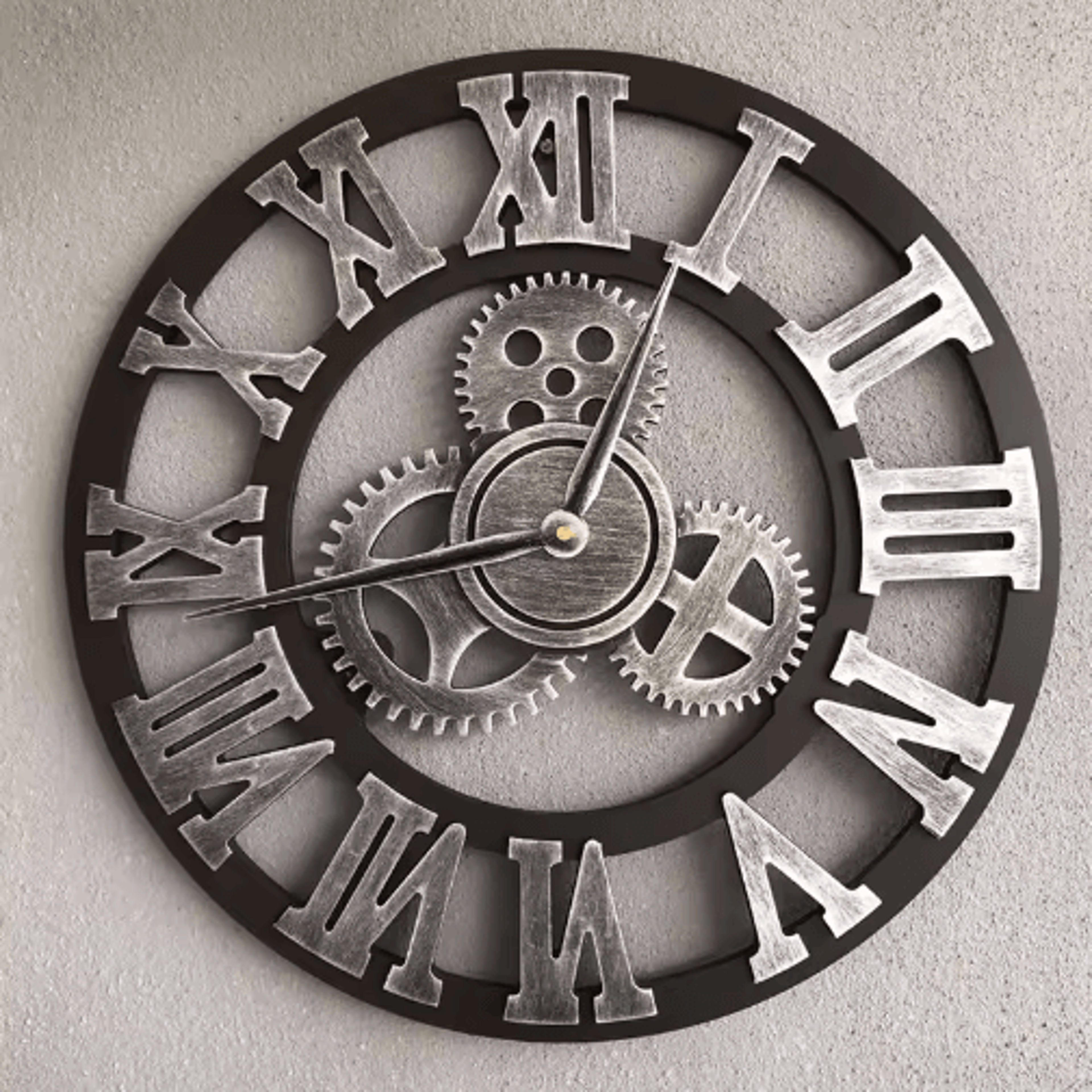 Industrial Moving Gear Wall Clock  Rustic Metal Decorative Clock 303540CM 4