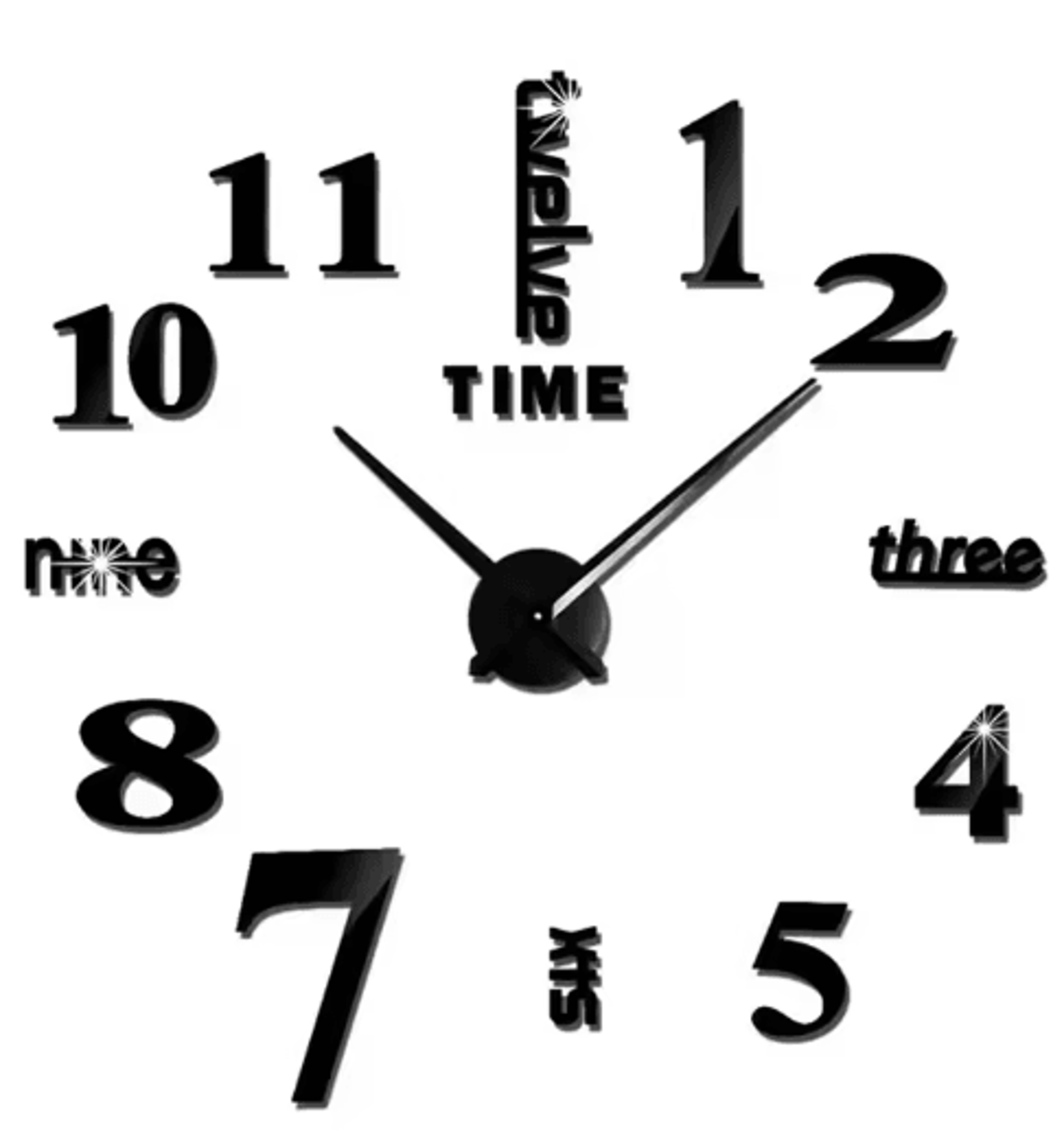 Large Roman Numeral Mirror Wall Clock  2D3D DIY Acrylic Quartz Clock Sticker 8