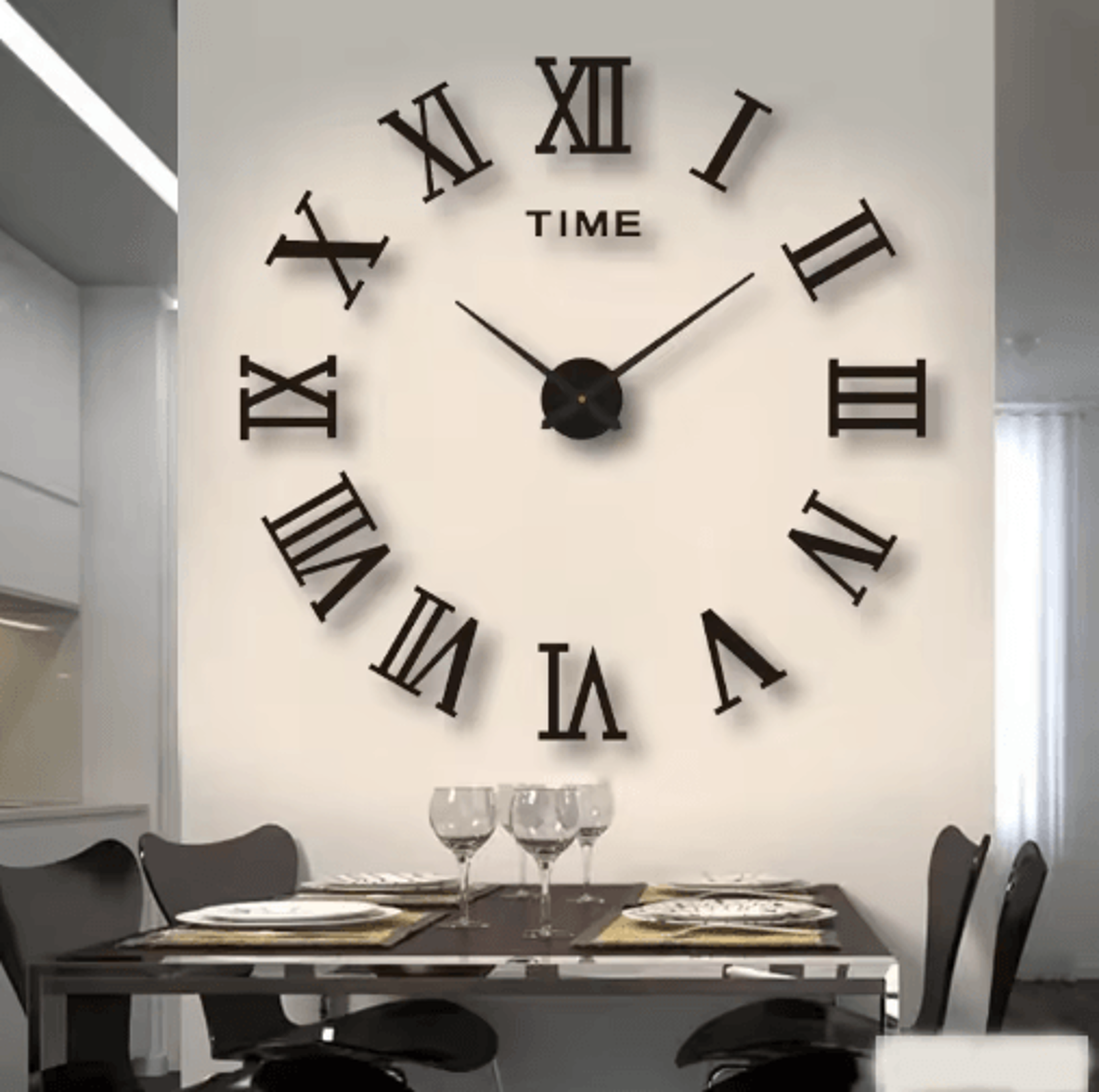Large Roman Numeral Mirror Wall Clock  2D3D DIY Acrylic Quartz Clock Sticker 23