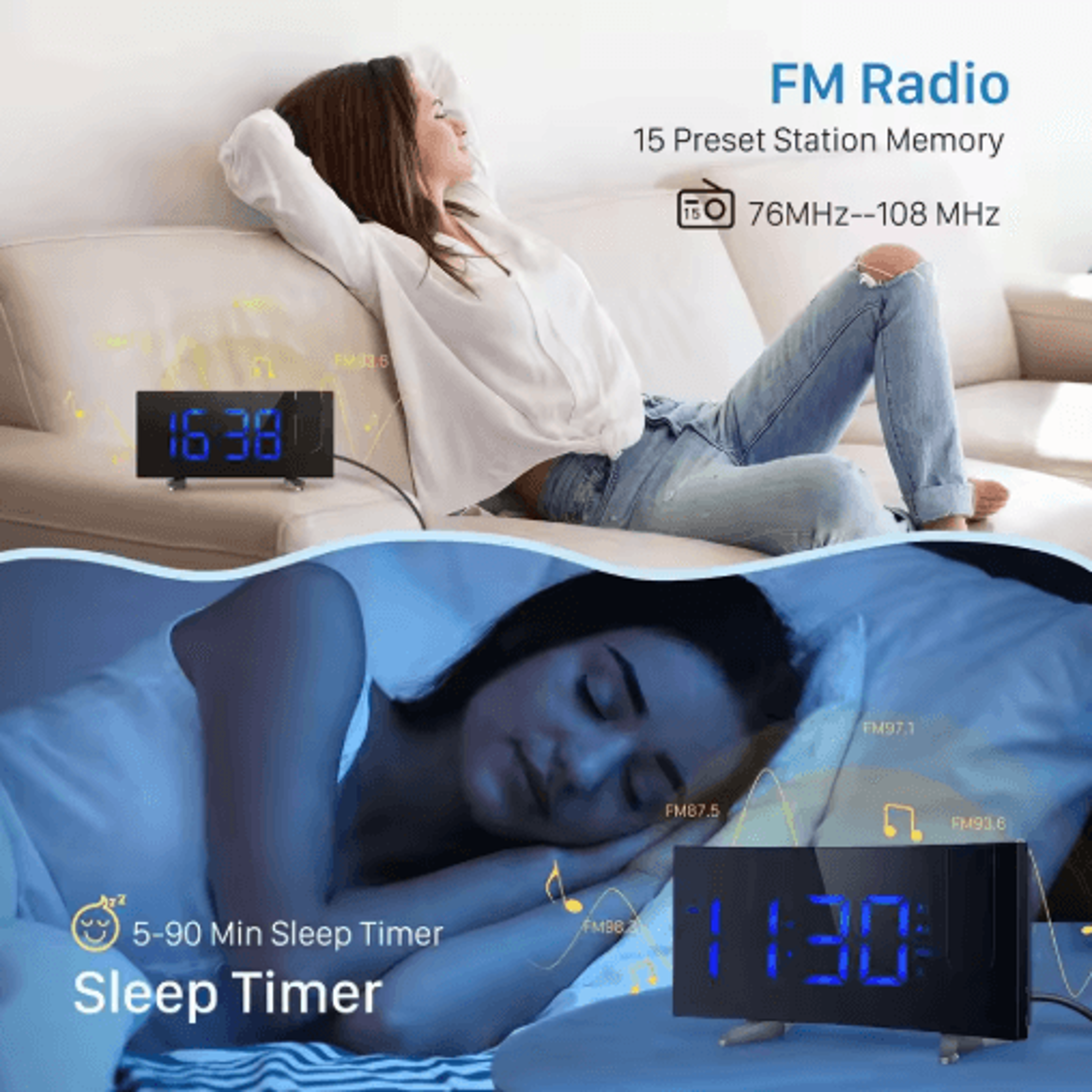 180 Projection Digital Alarm Clock  Large LED Bedroom Clock For Wall  Ceiling 6